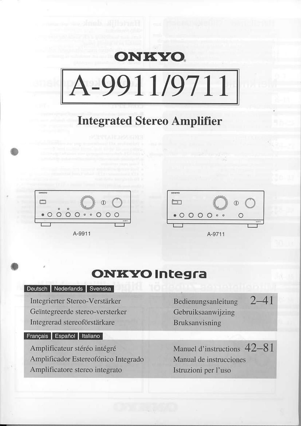 Onkyo A 9711 Owners Manual