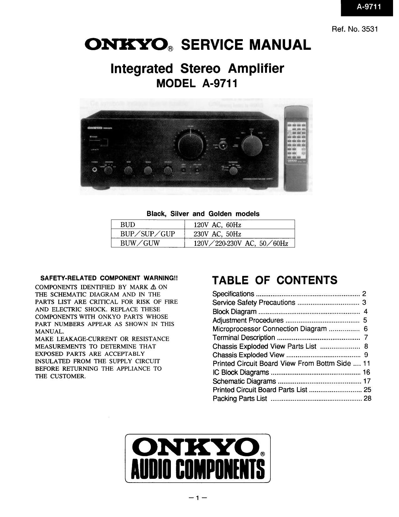 Onkyo A 9711 Service Manual
