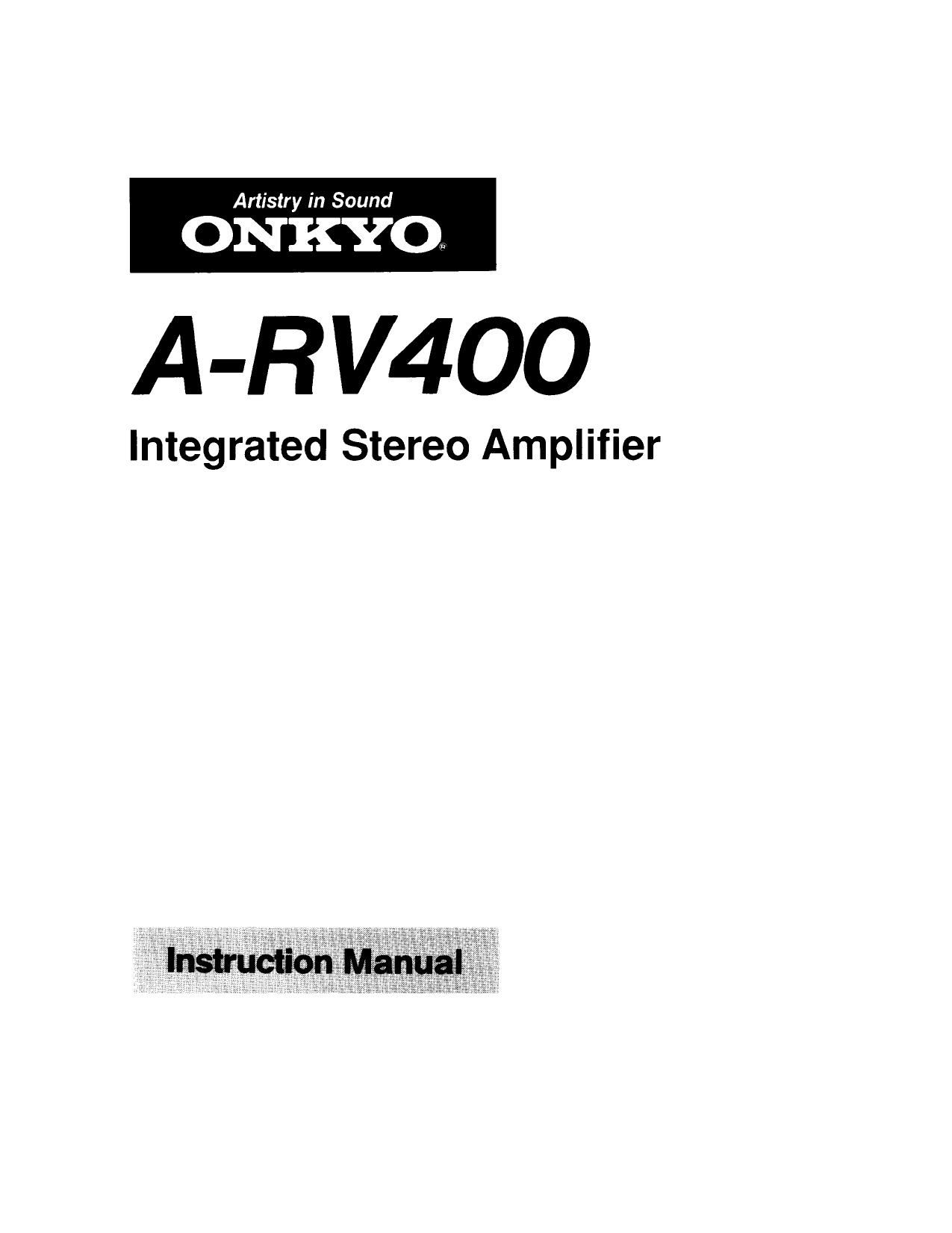 Onkyo ARV 400 Owners Manual