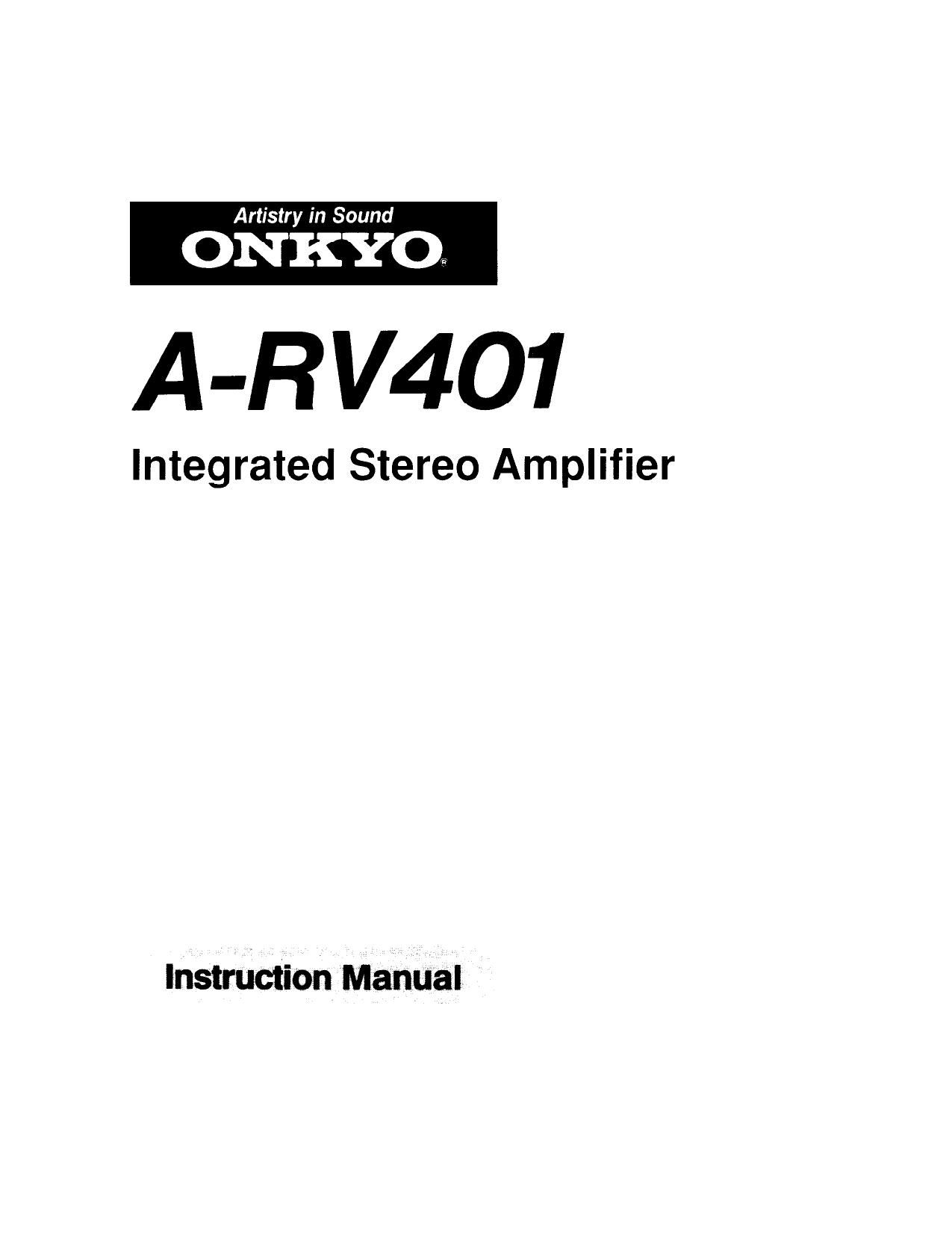 Onkyo ARV 401 Owners Manual
