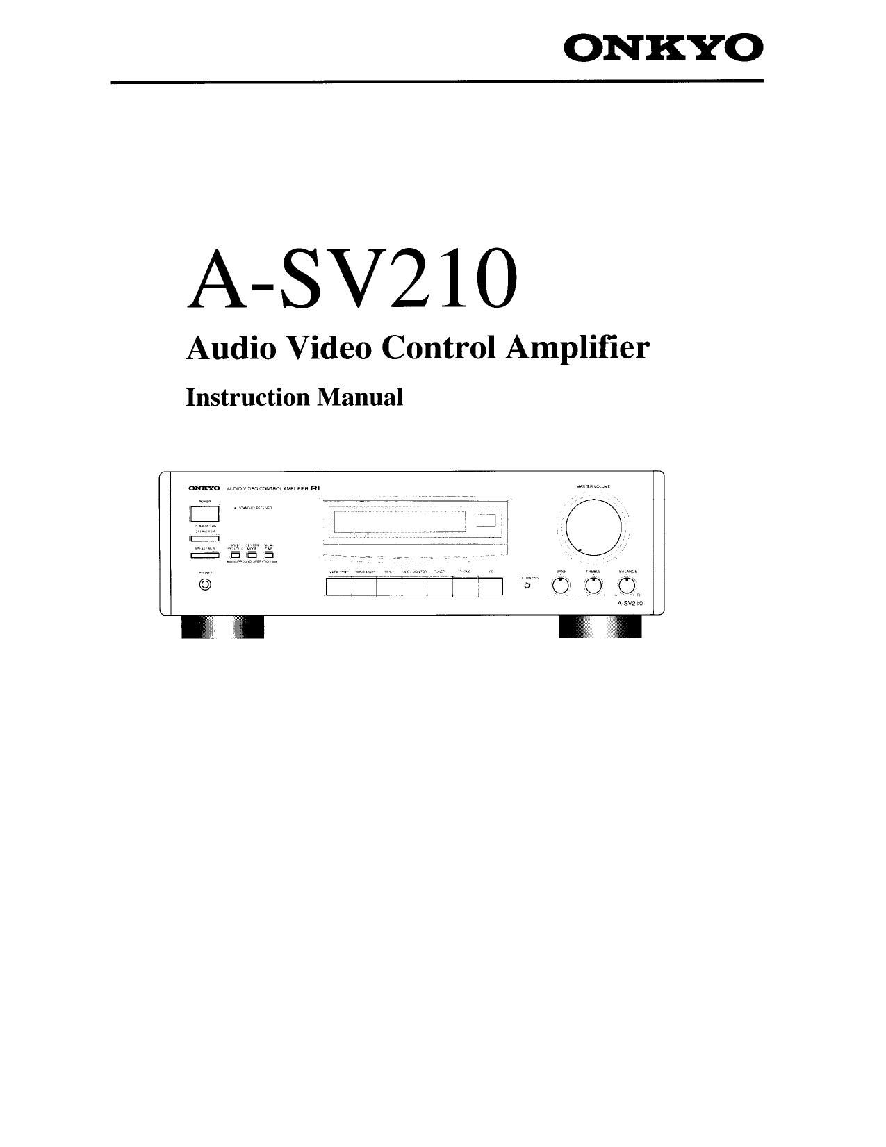 Onkyo ASV 210 Owners Manual