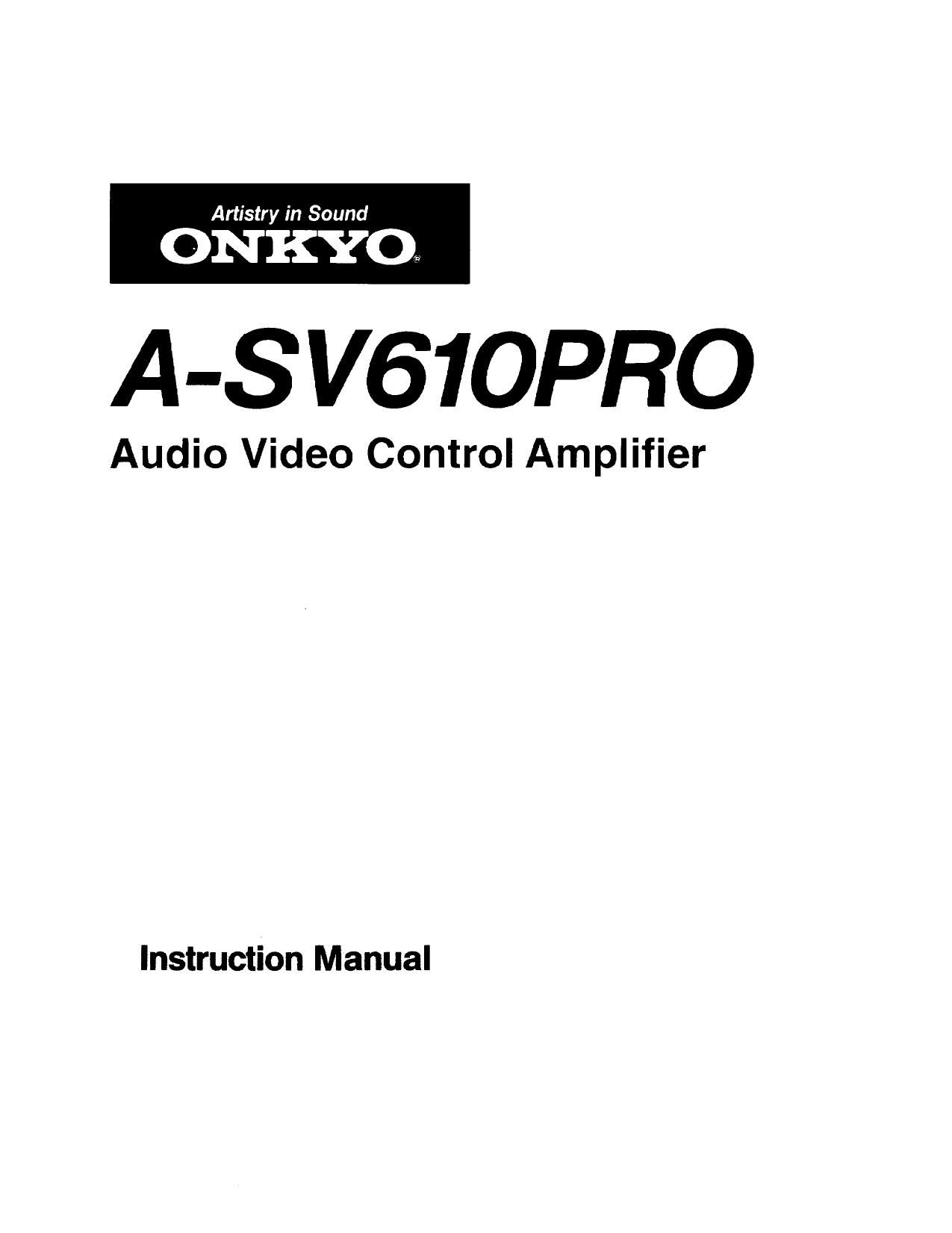 Onkyo ASV 610 PRO Owners Manual