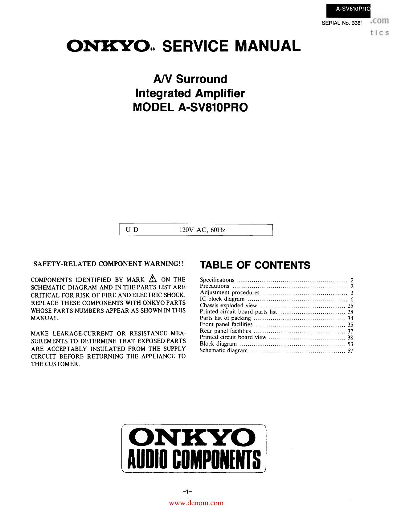 Onkyo ASV 810 PRO Service Manual