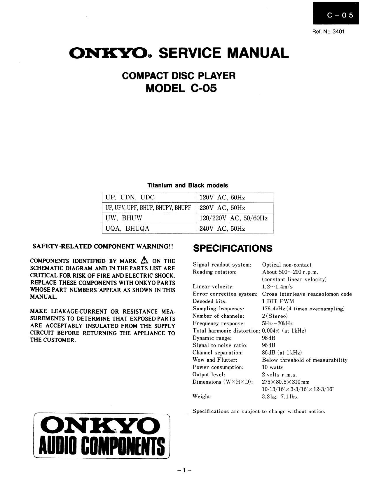 Onkyo C 05 Service Manual