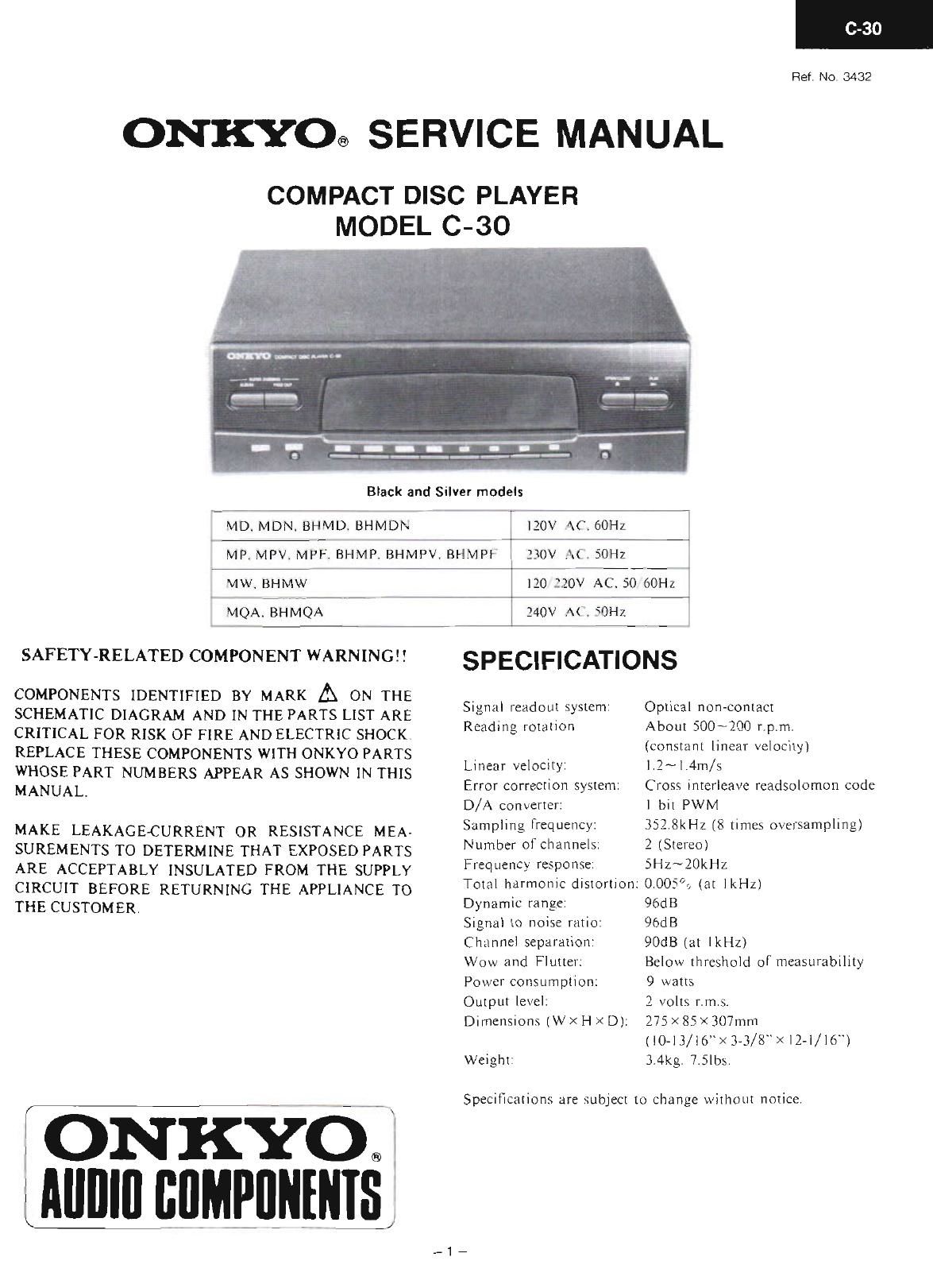 Onkyo C 30 Service Manual