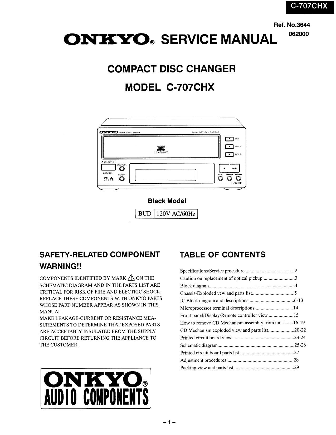 Onkyo C 707 CHX Service Manual
