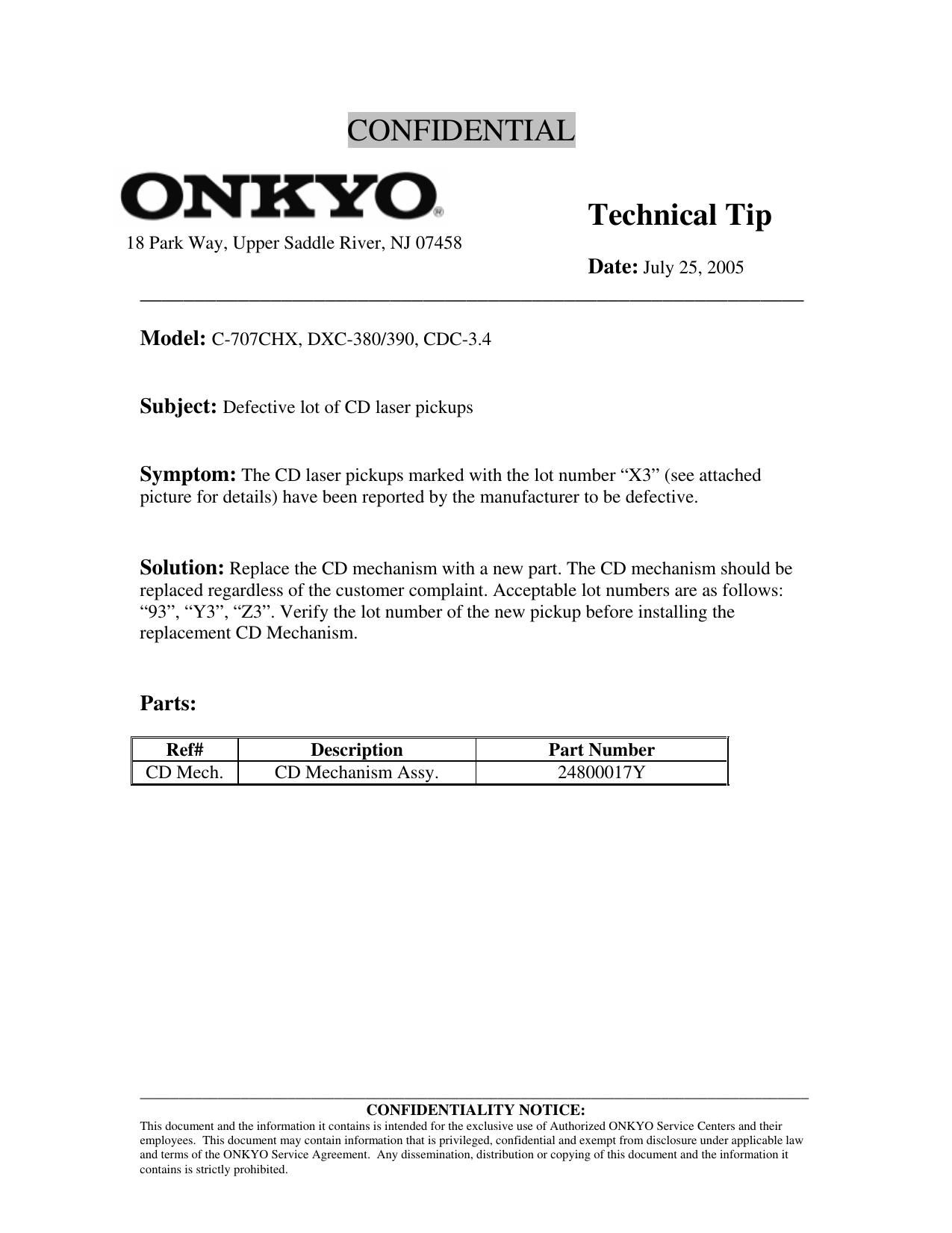 Onkyo C 707 Service Manual