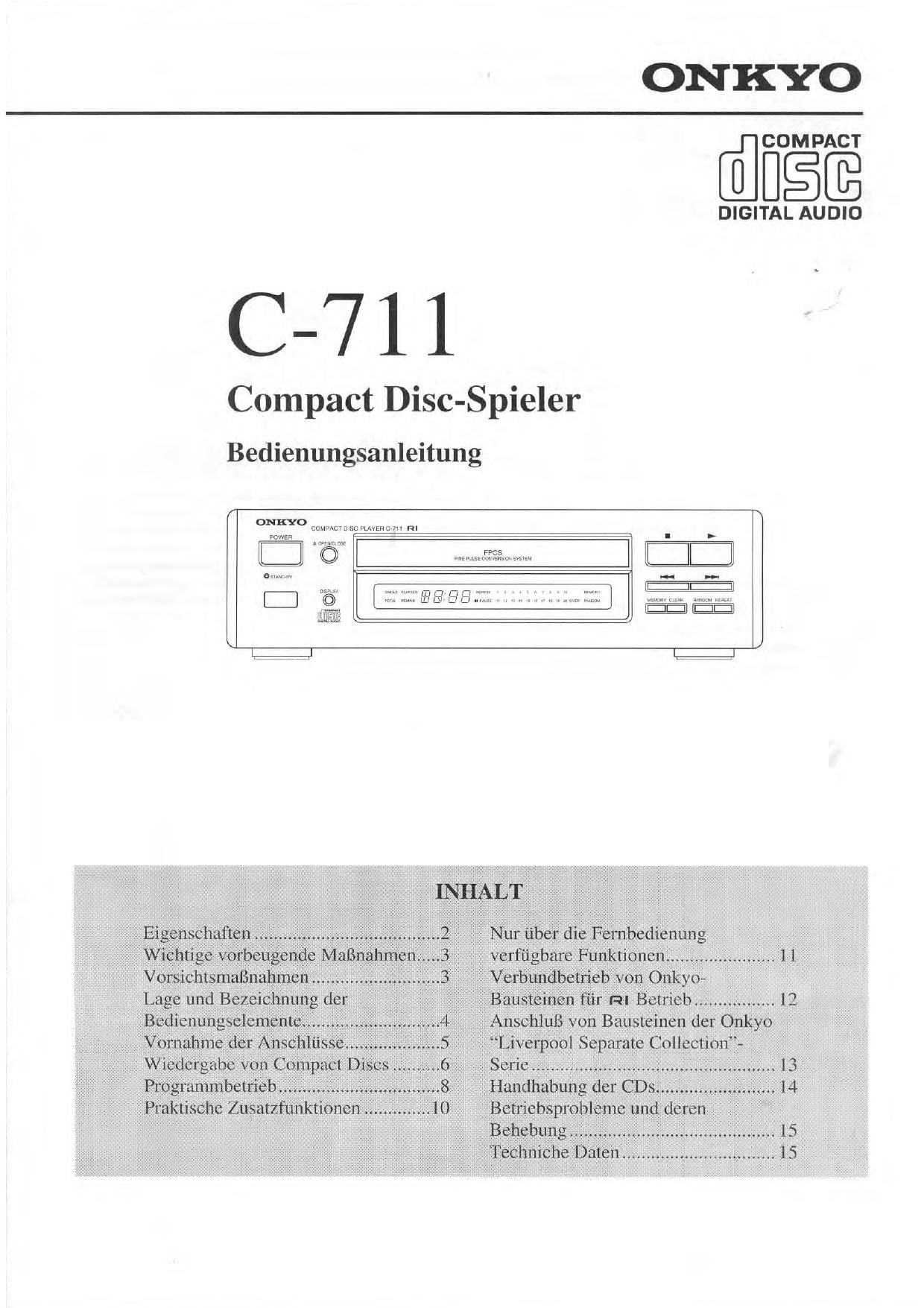 Onkyo C 711 Owners Manual