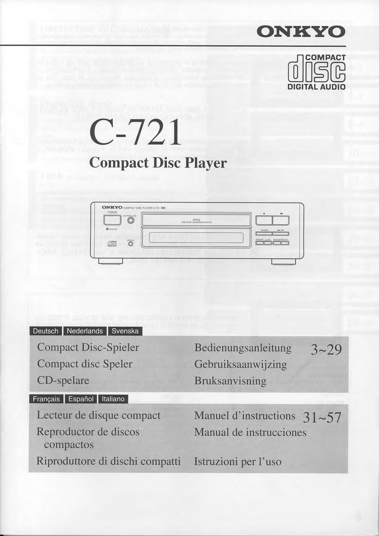 Onkyo C 721 Owners Manual