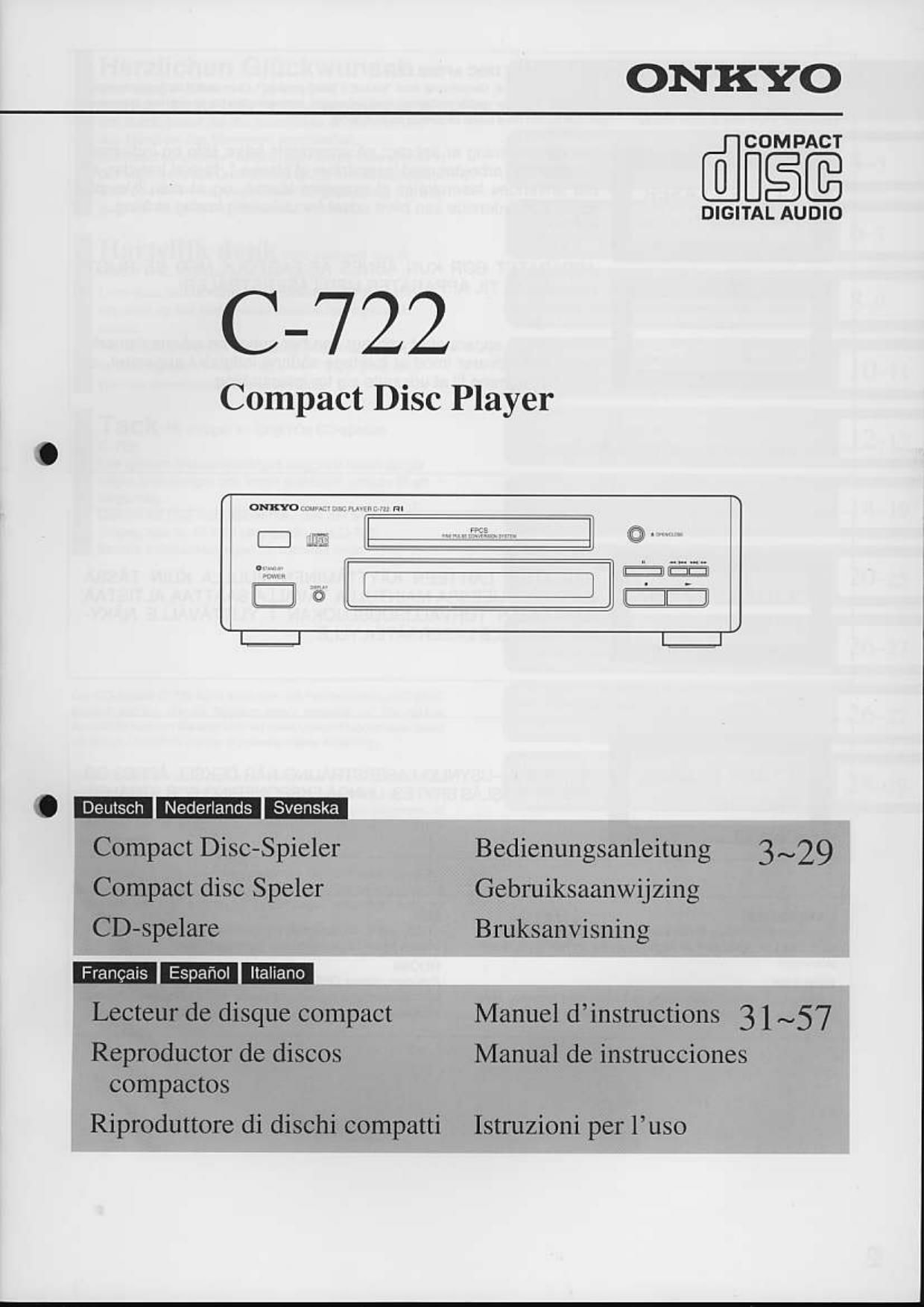 Onkyo C 722 Owners Manual