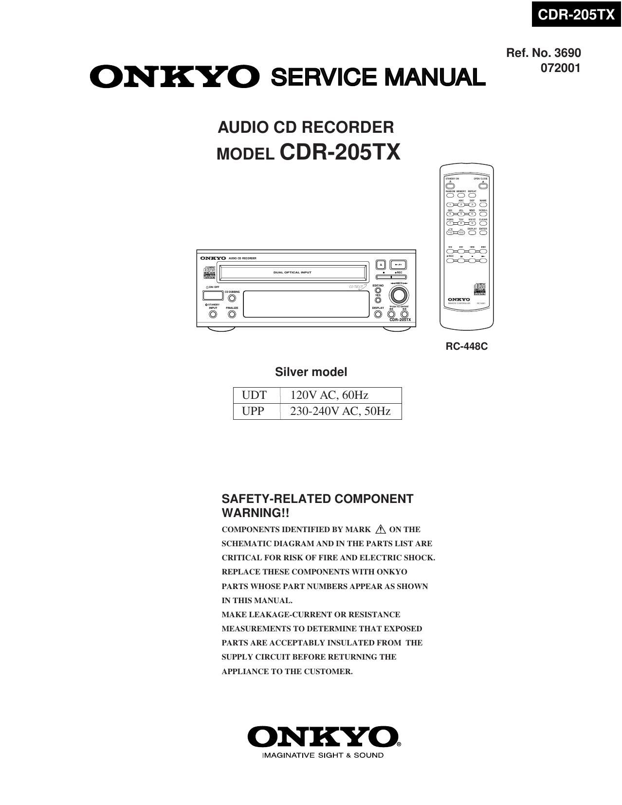 Onkyo CDR 205 TX Service Manual