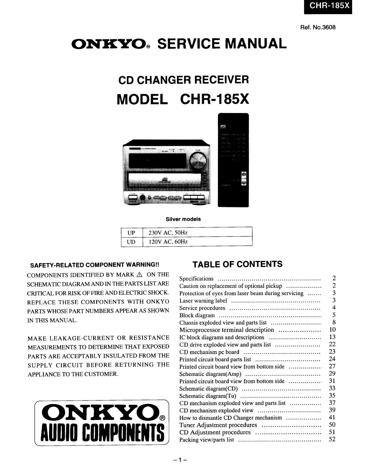Onkyo CHR 185 X Service Manual