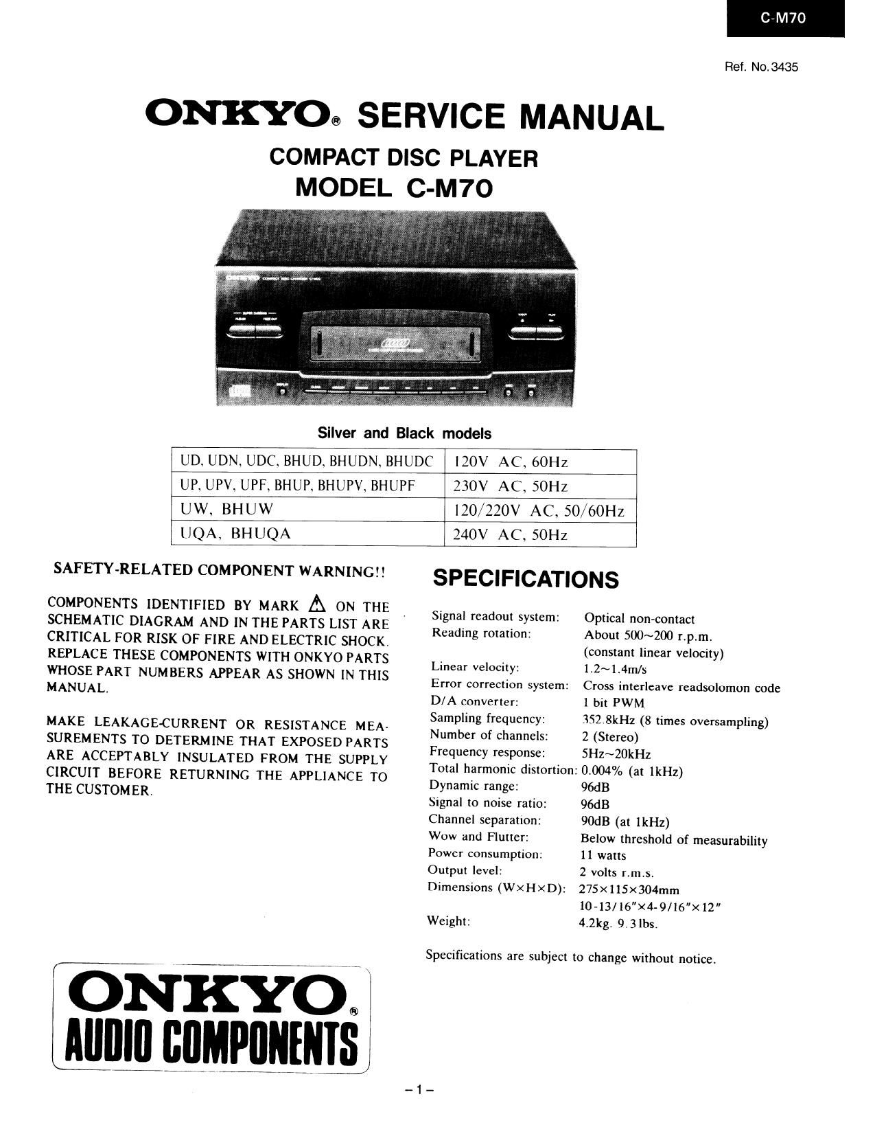 Onkyo CM 70 Service Manual