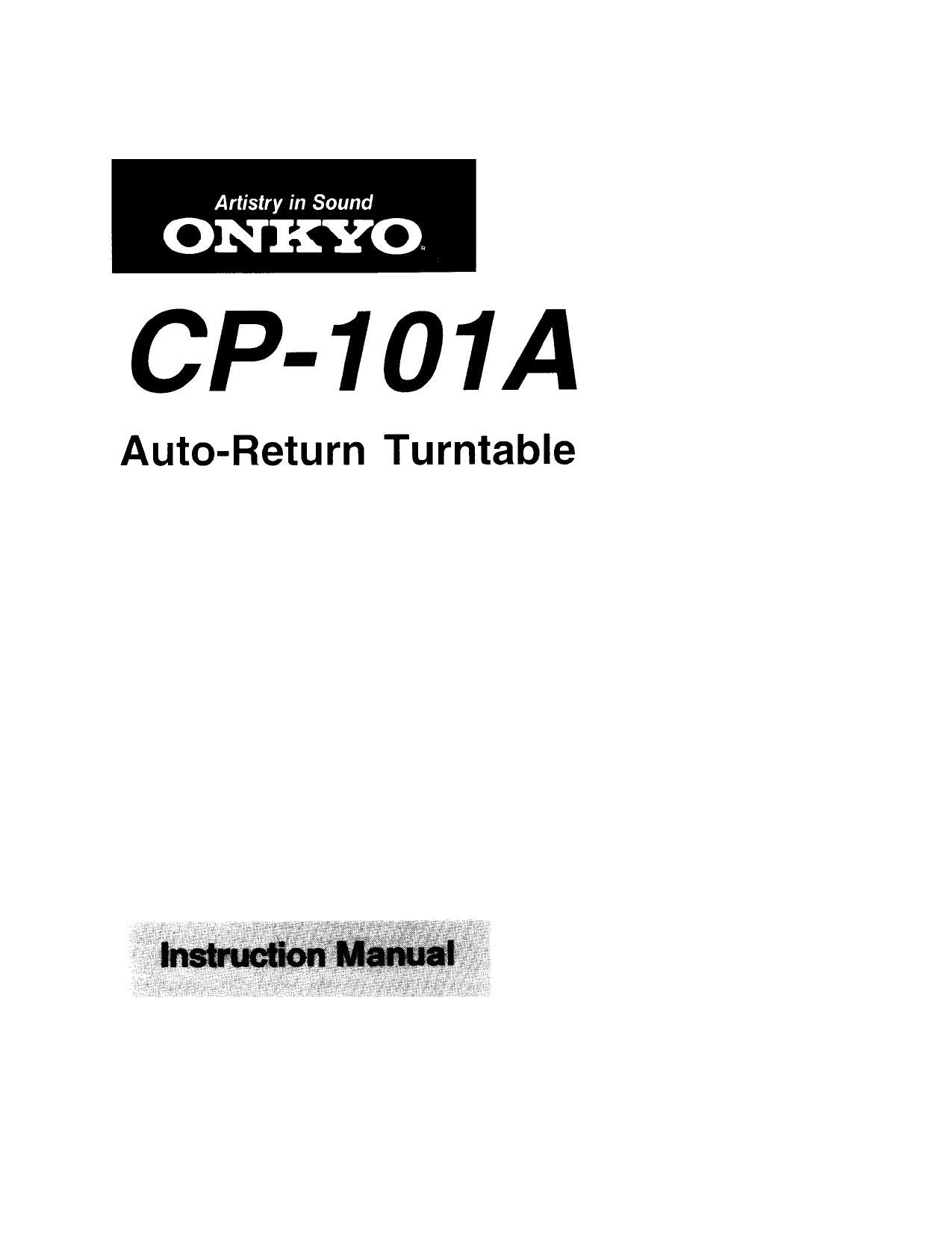 Onkyo CP 101 A Owners Manual