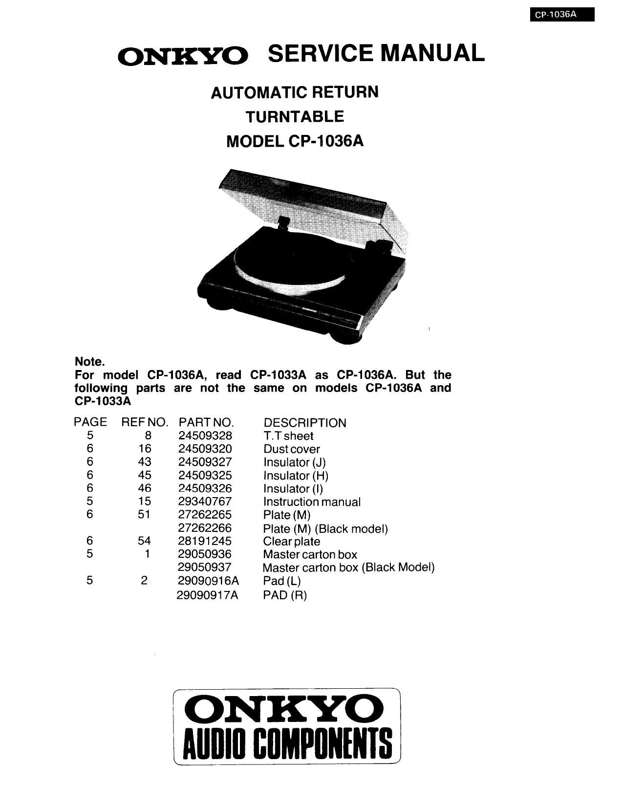 Onkyo CP 1036 A Service Manual