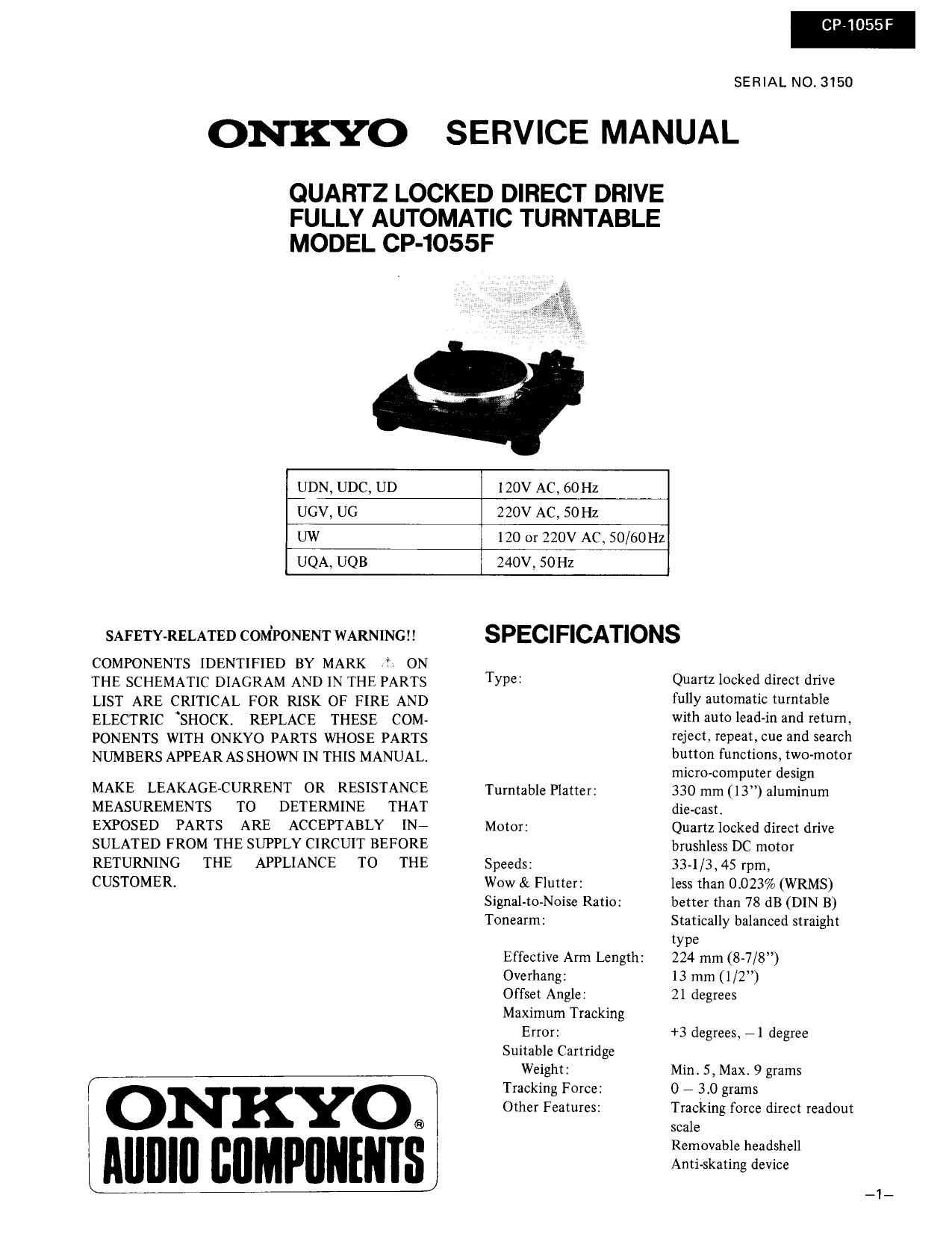 Onkyo CP 1055 F Service Manual