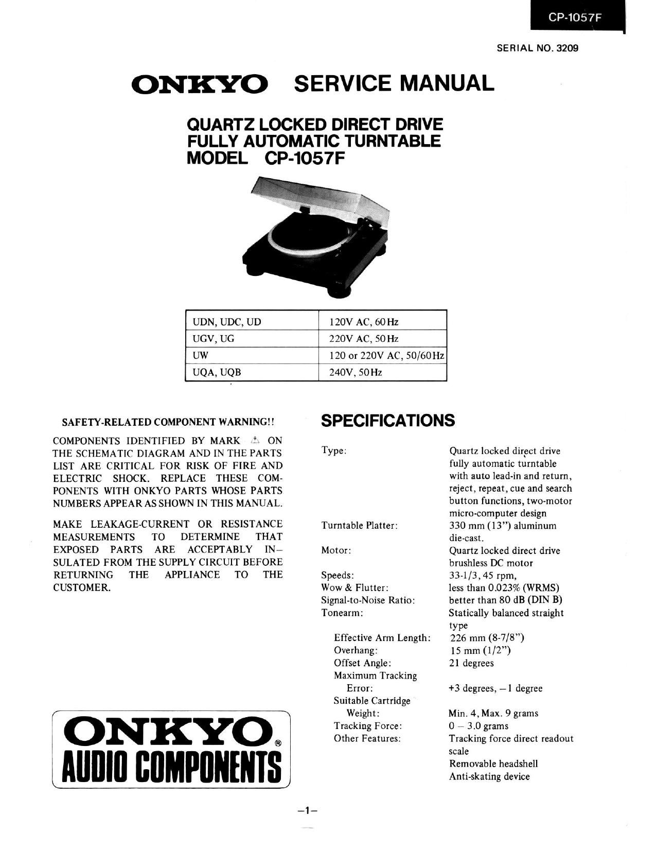 Onkyo CP 1057 F Service Manual