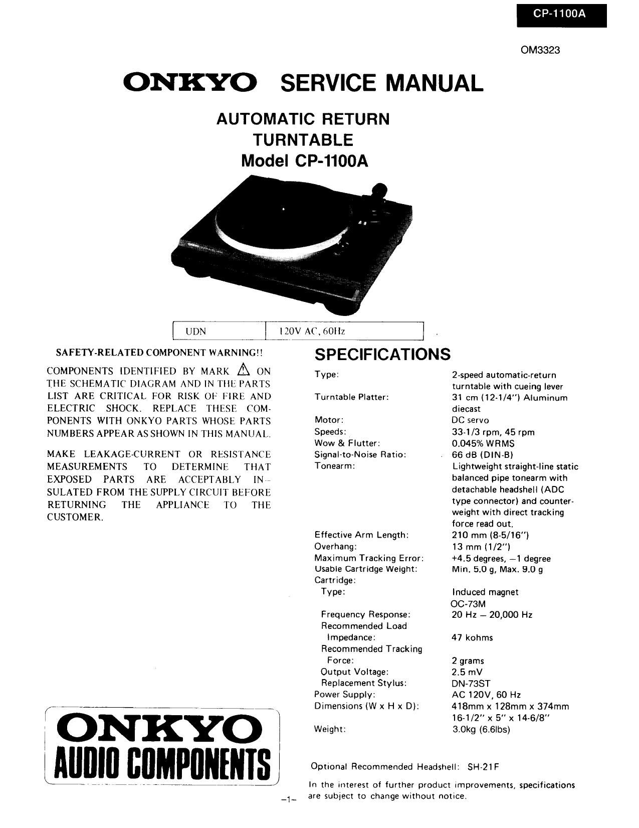 Onkyo CP 1100 A Service Manual