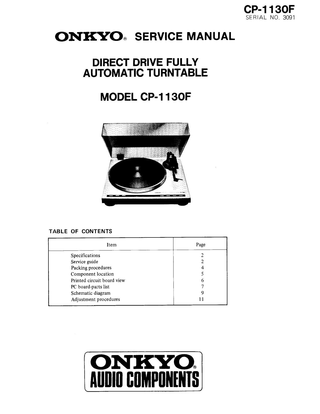 Onkyo CP 1130 F Service Manual