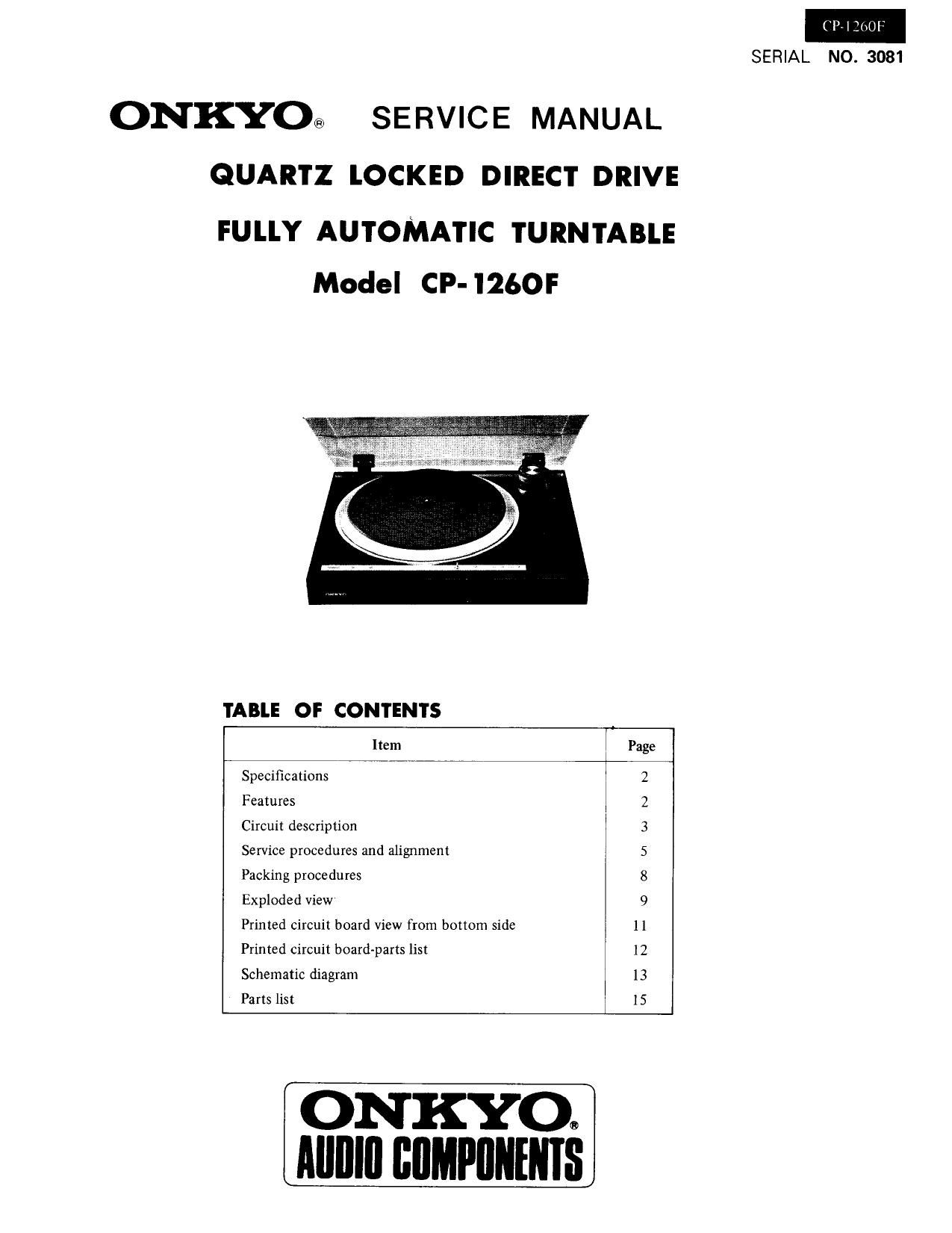 Onkyo CP 1260 F Service Manual