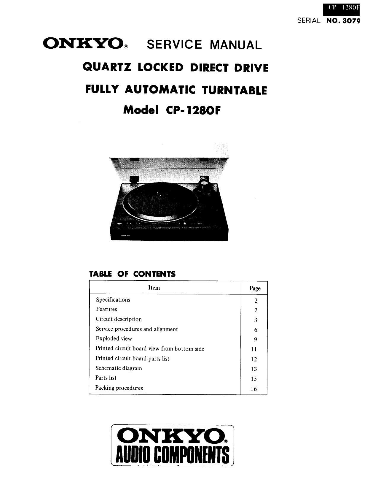 Onkyo CP 1280 F Service Manual