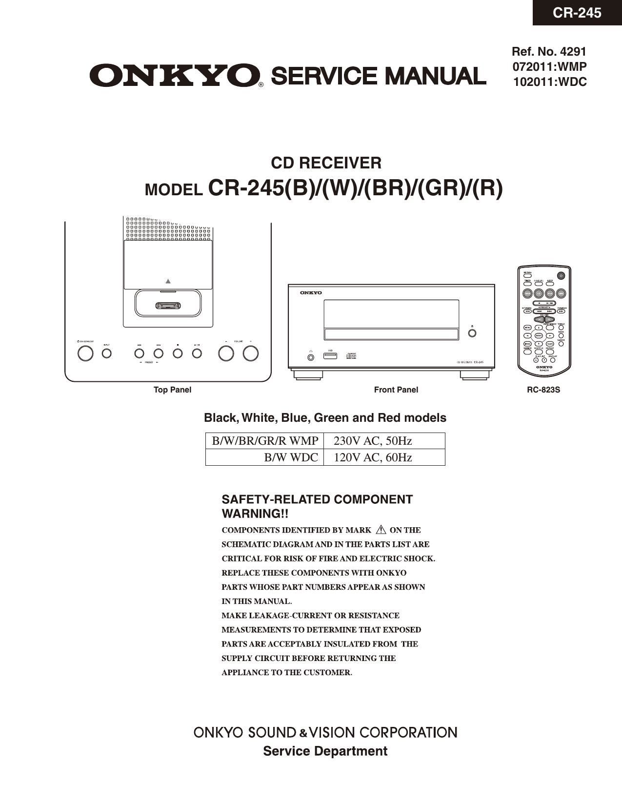 Onkyo CR 245 Service Manual