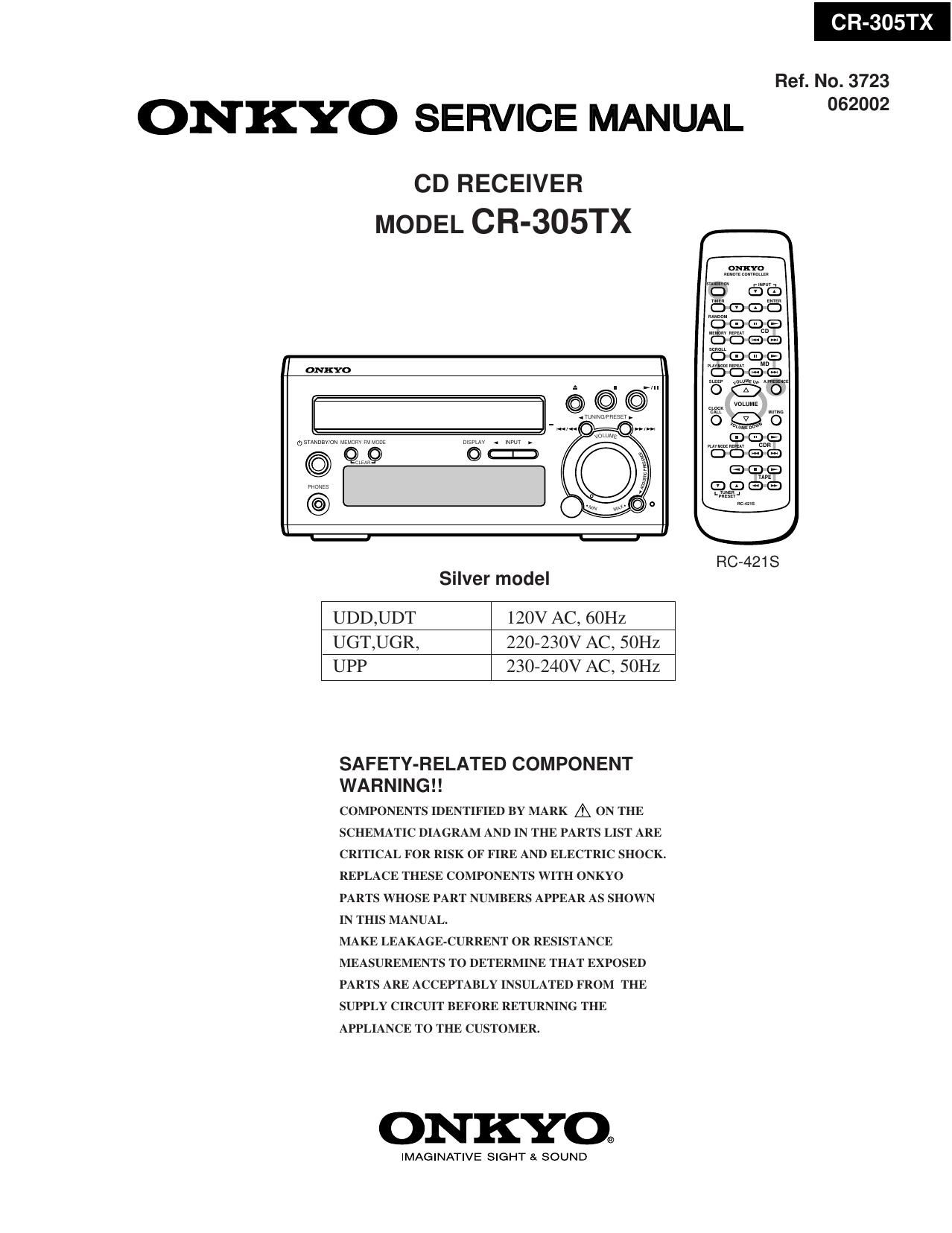 Onkyo CR 305 TX Service Manual