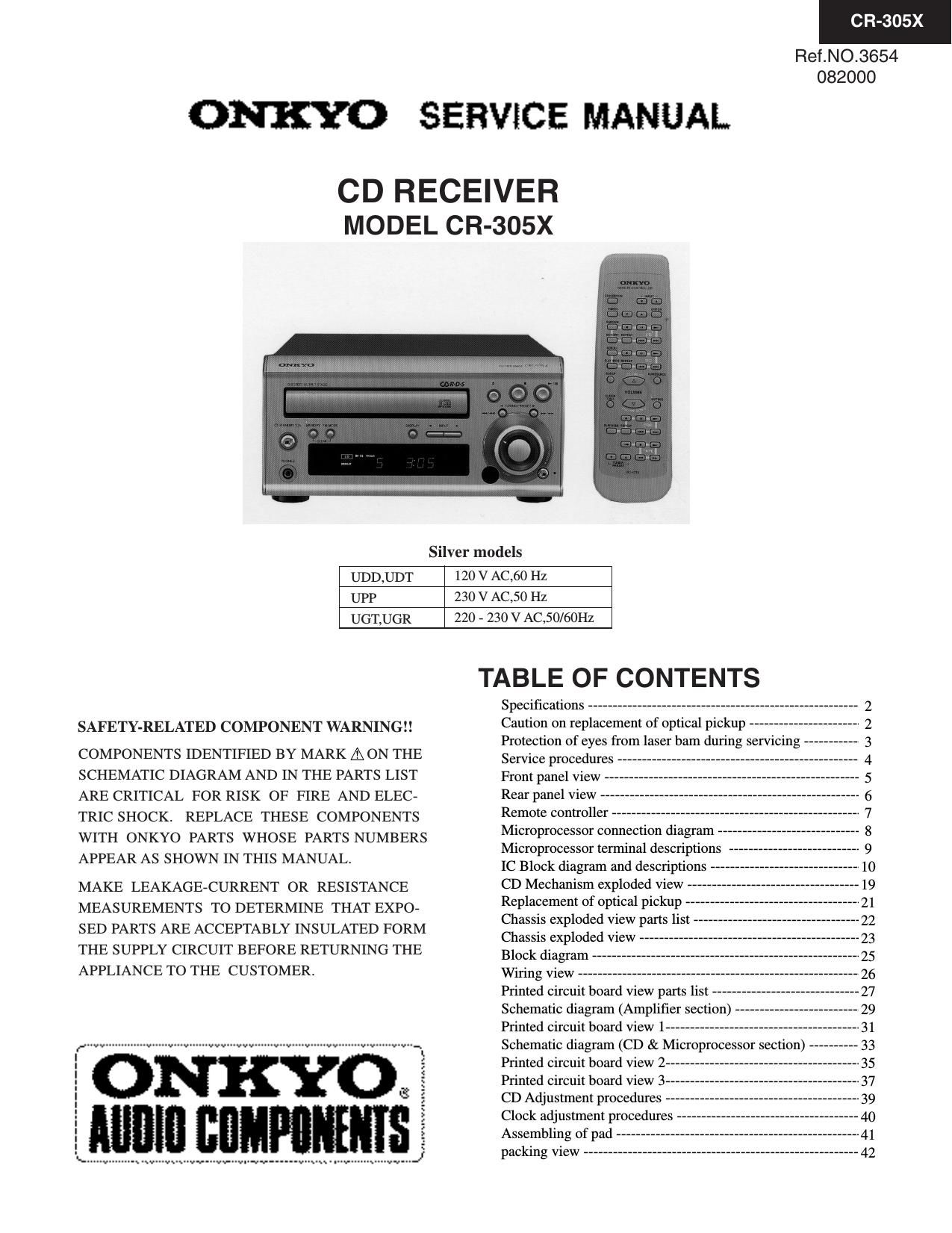 Onkyo CR 305 X Service Manual