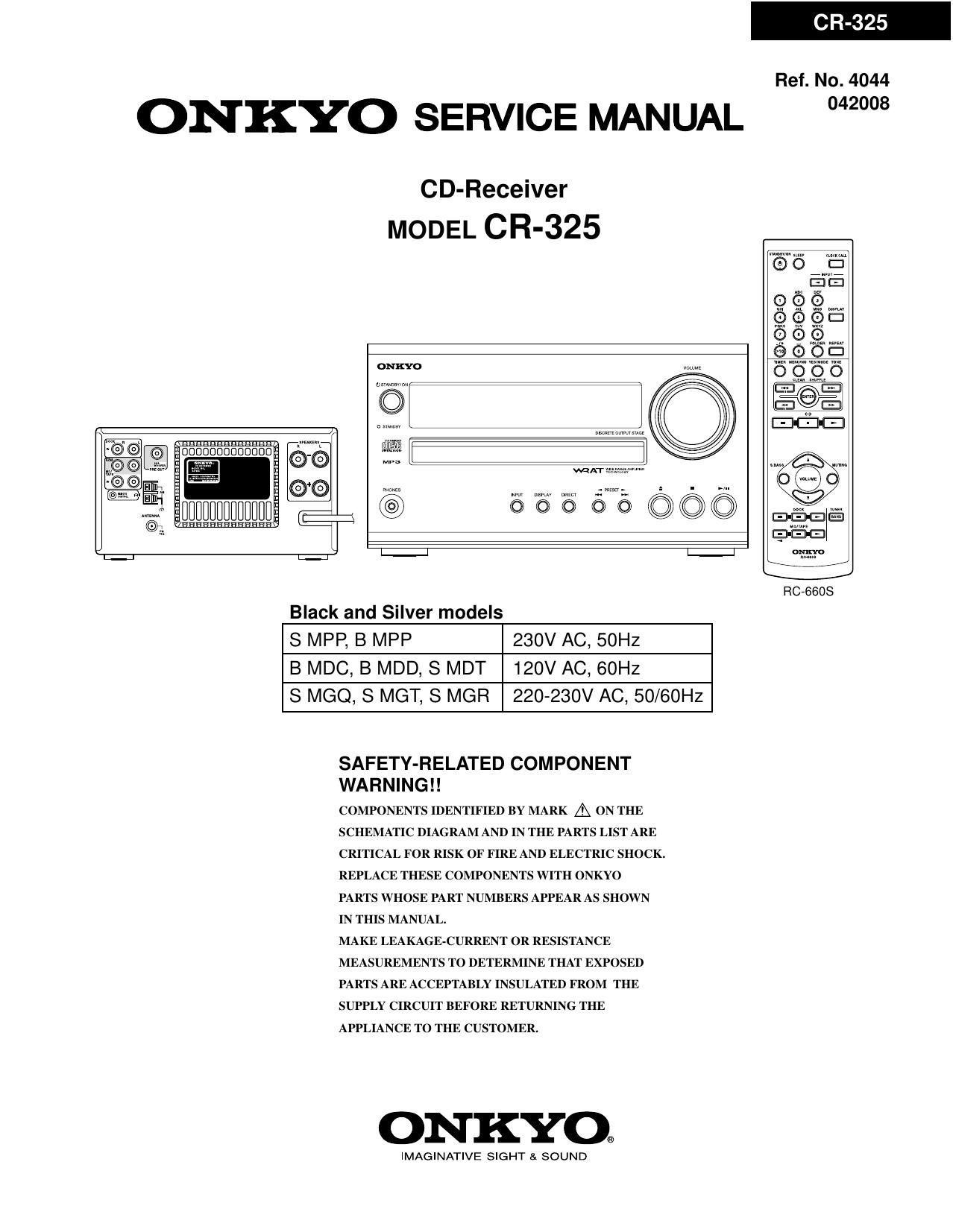 Onkyo CR 325 Service Manual