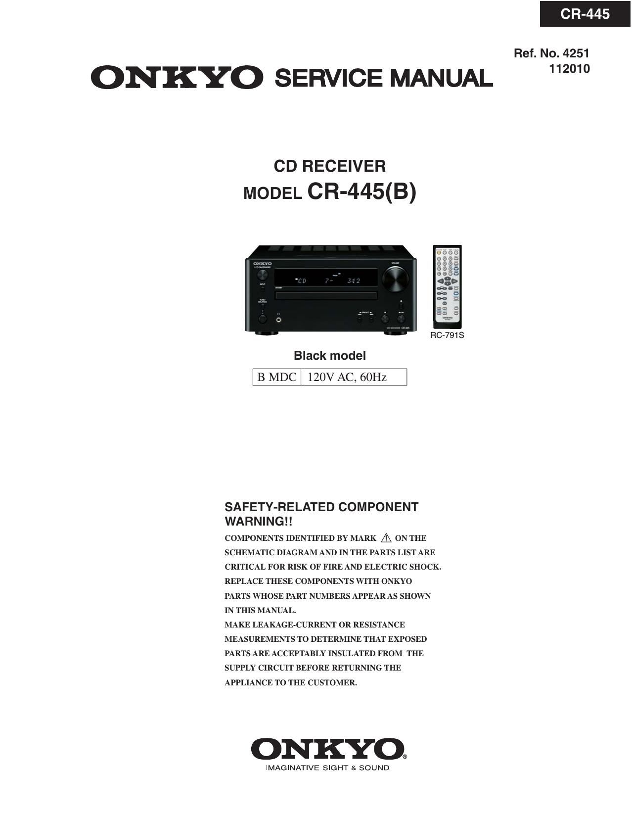 Onkyo CR 445 Service Manual