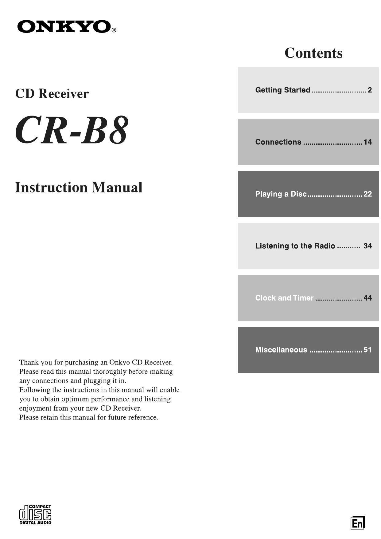 Onkyo CRB 8 Owners Manual