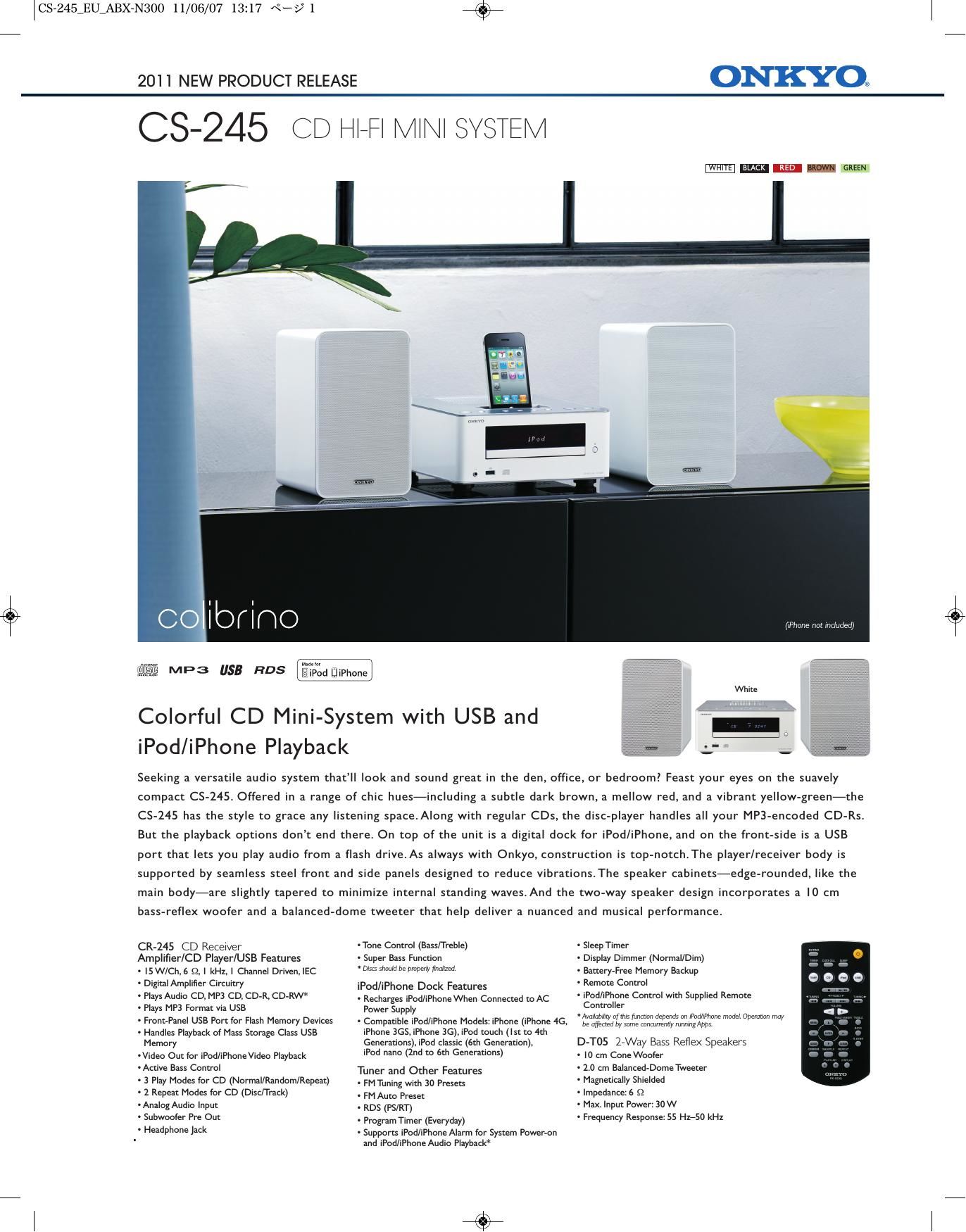 Onkyo CS 245 Brochure