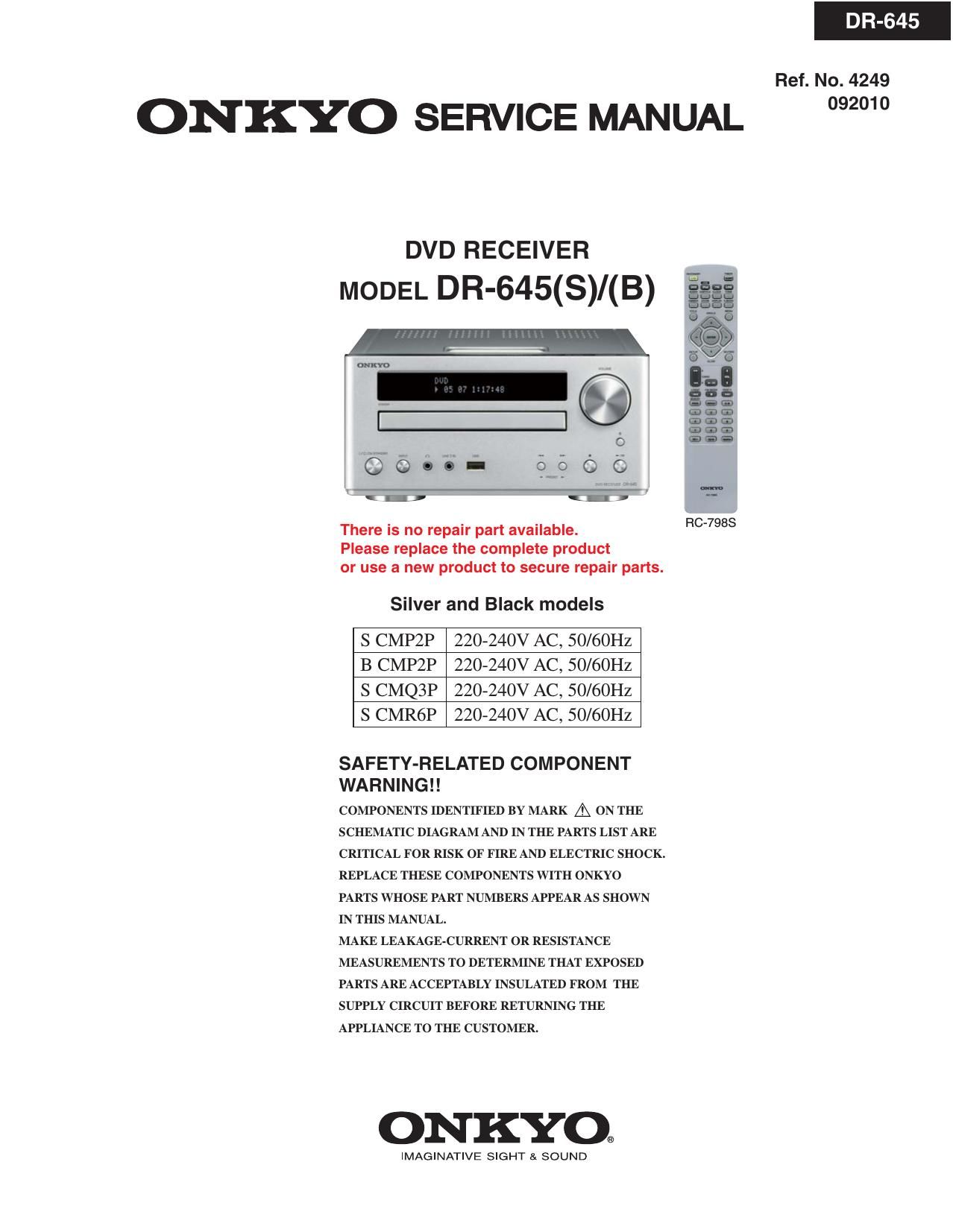 Onkyo DR 645 Service Manual