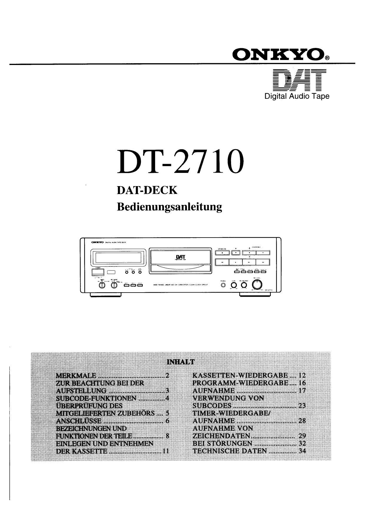 Onkyo DT 2710 Owners Manual