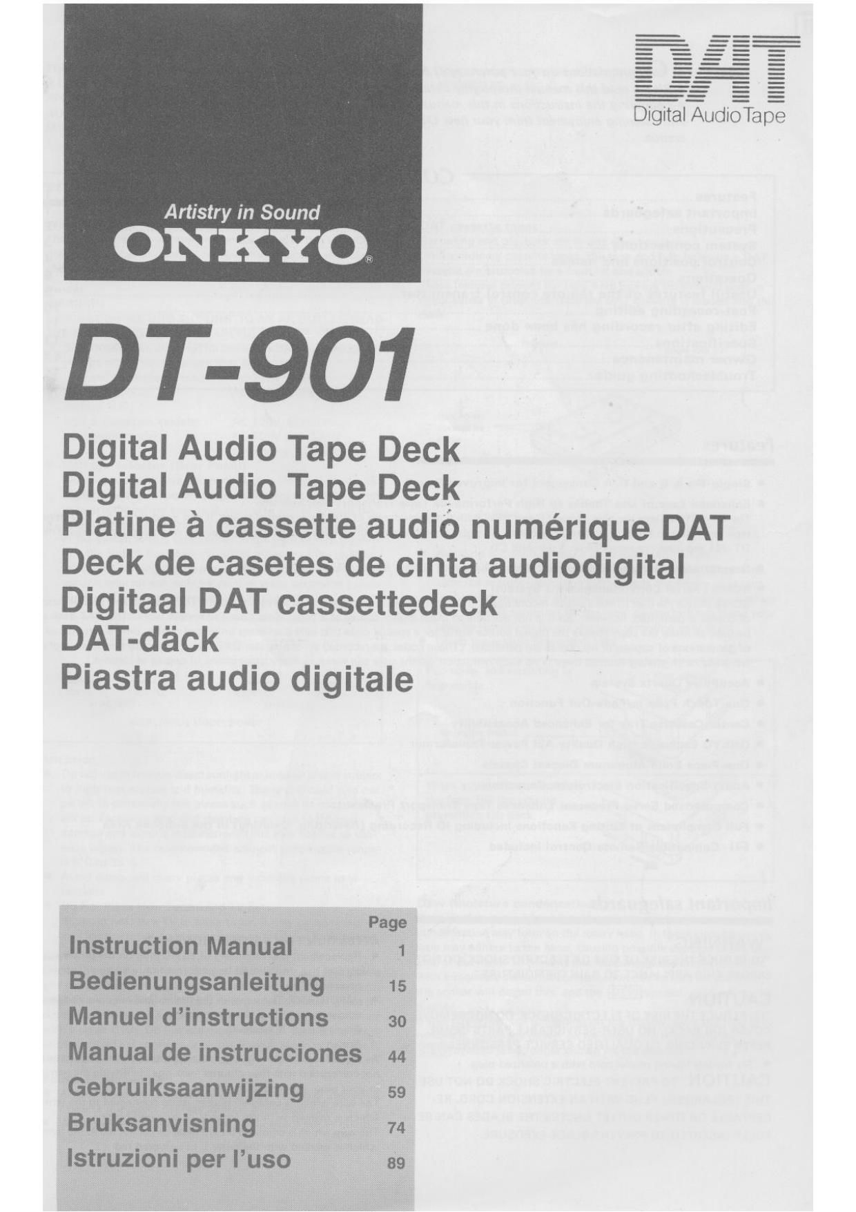 Onkyo DT 901 Owners Manual