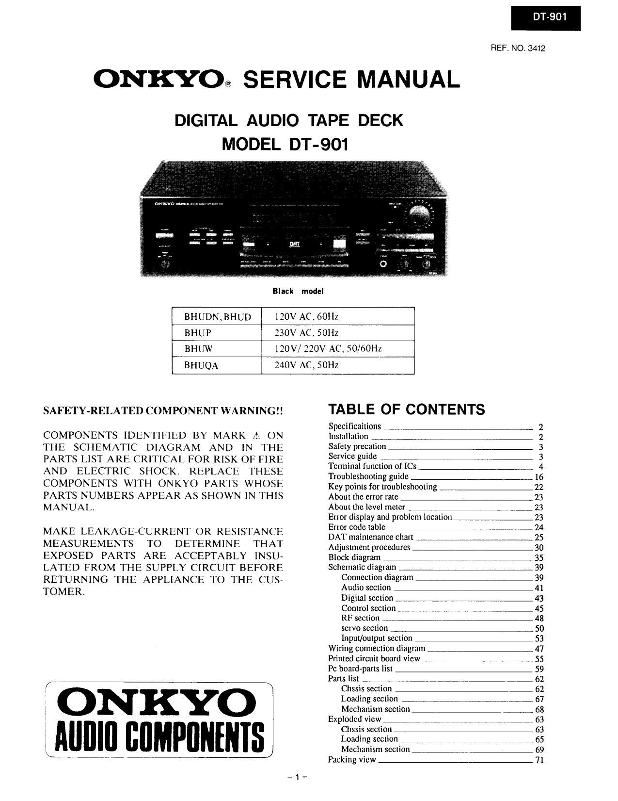 Onkyo DT 901 Service Manual