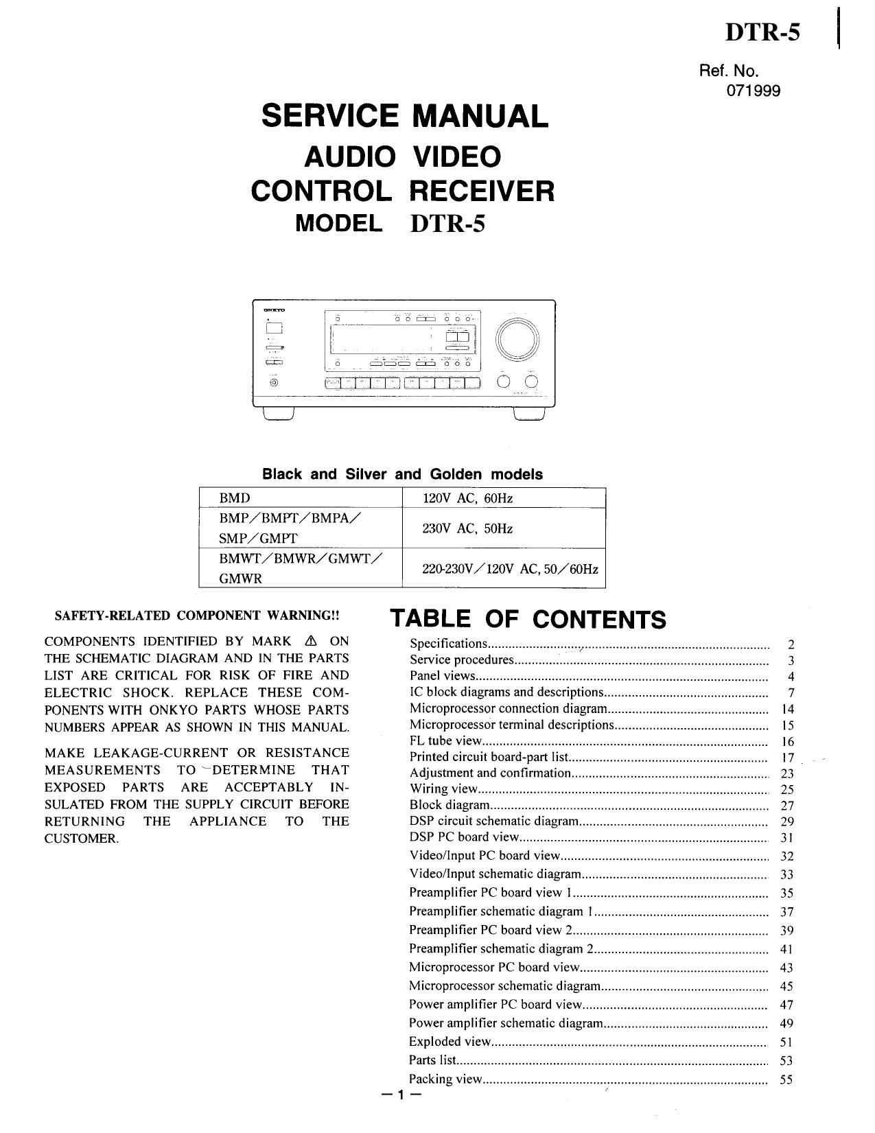 Onkyo DTR 5 Service Manual