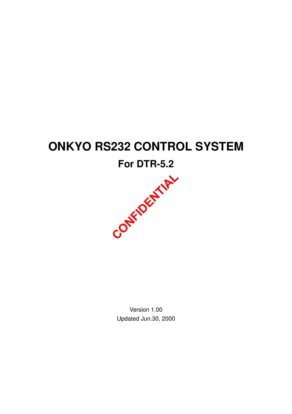 Onkyo DTR 5.2 RS 232 Service Manual