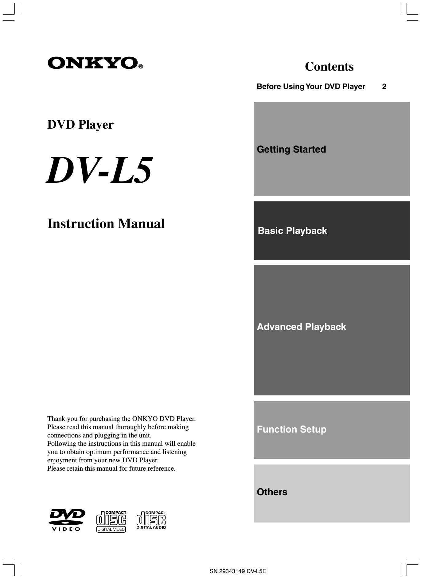Onkyo DV 15 Owners Manual