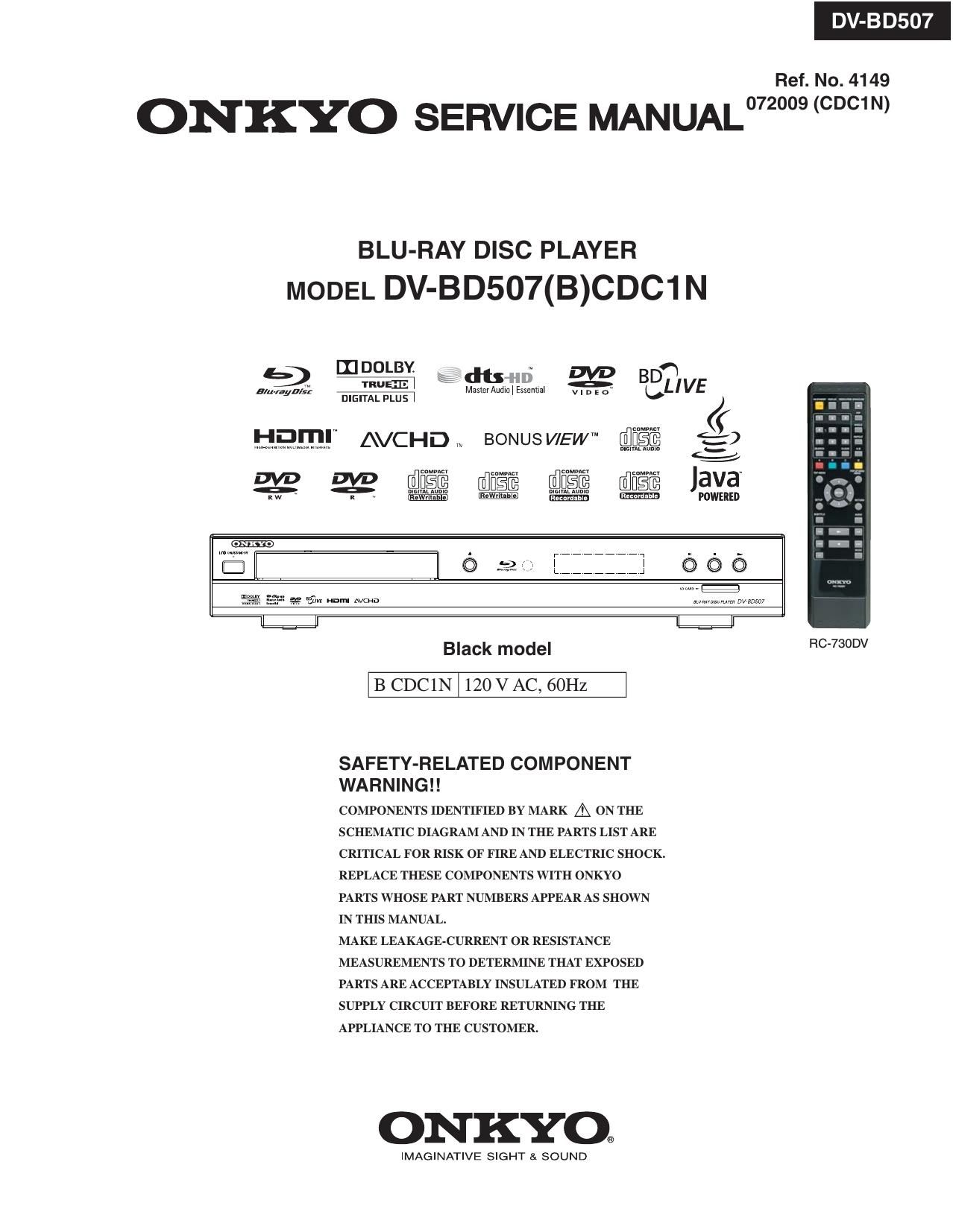 Onkyo DVBD 507 Service Manual