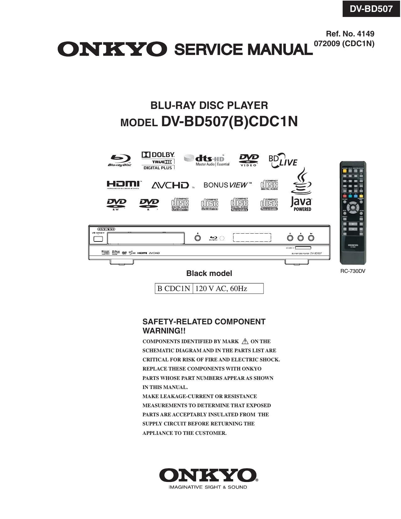 Onkyo DVBD 507 Service Manual