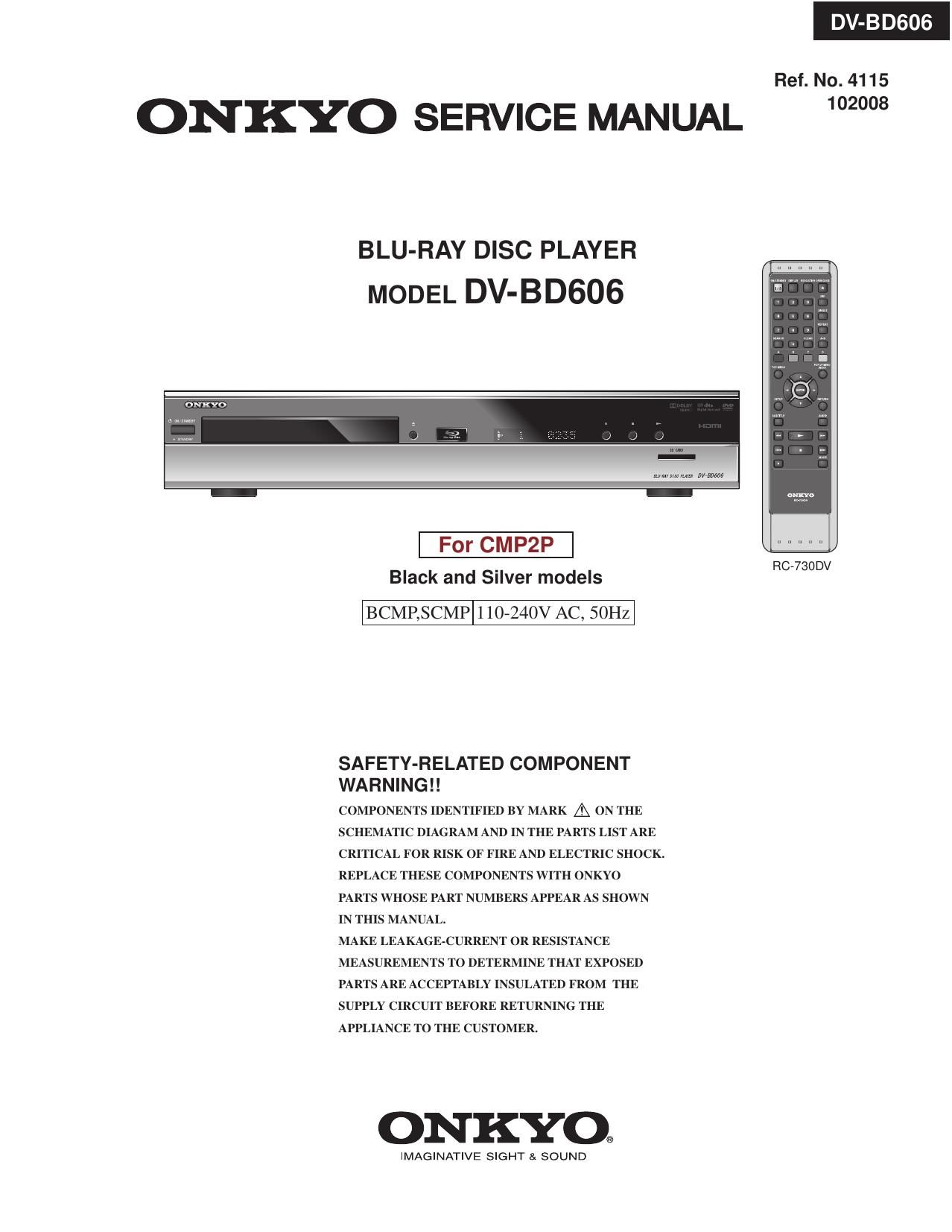 Onkyo DVBD 606 Service Manual