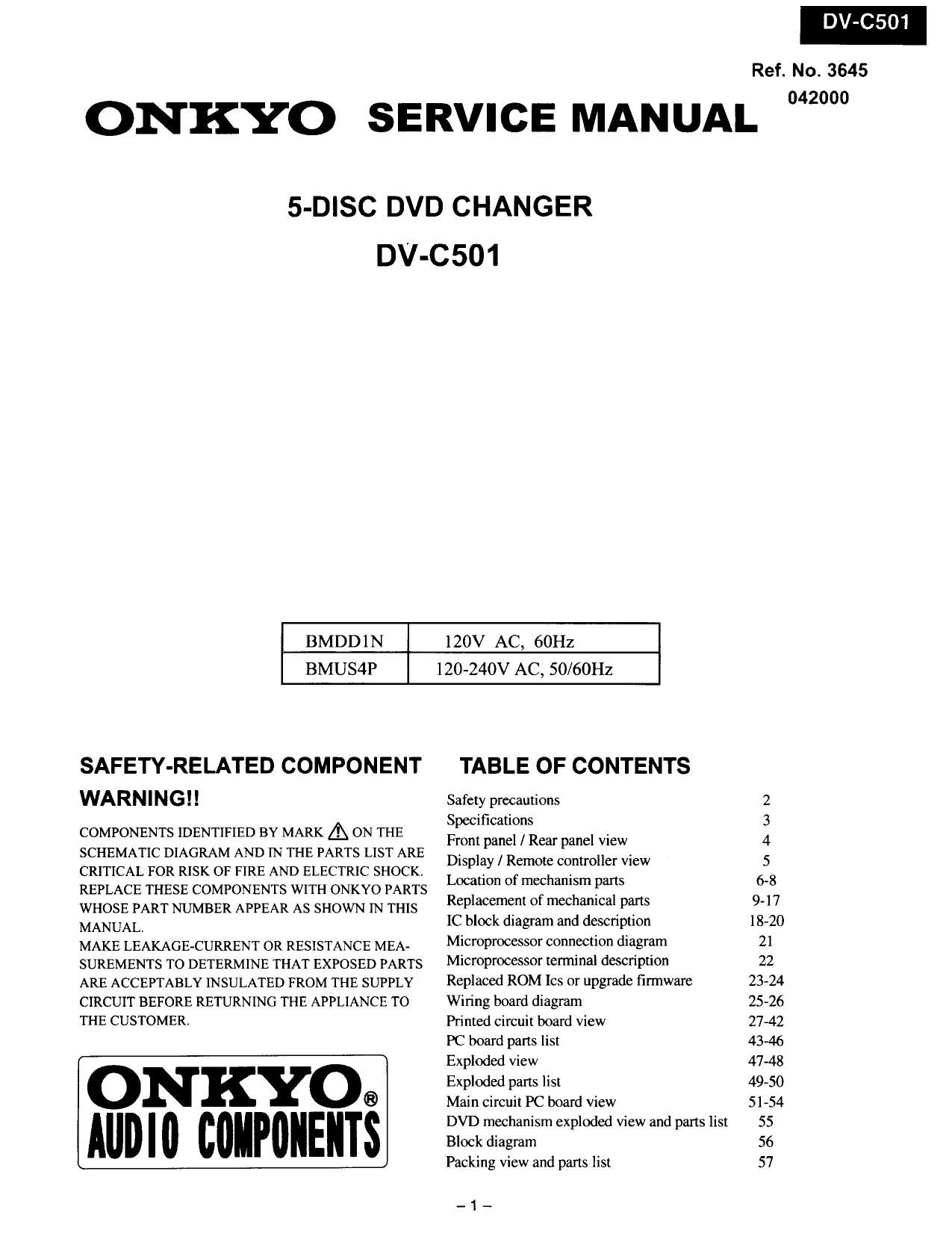 Onkyo DVC 501 Service Manual