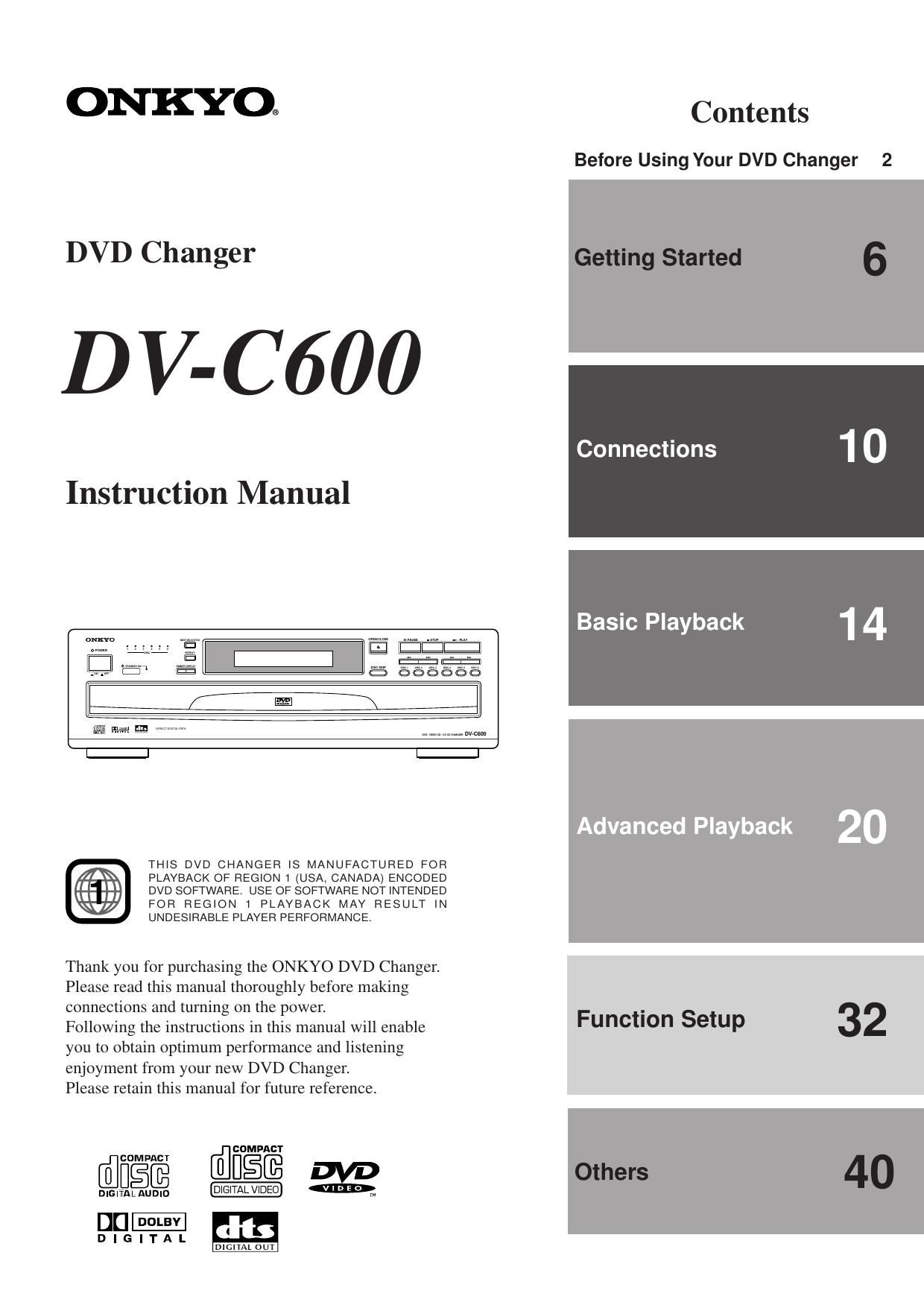Onkyo DVC 600 Owners Manual