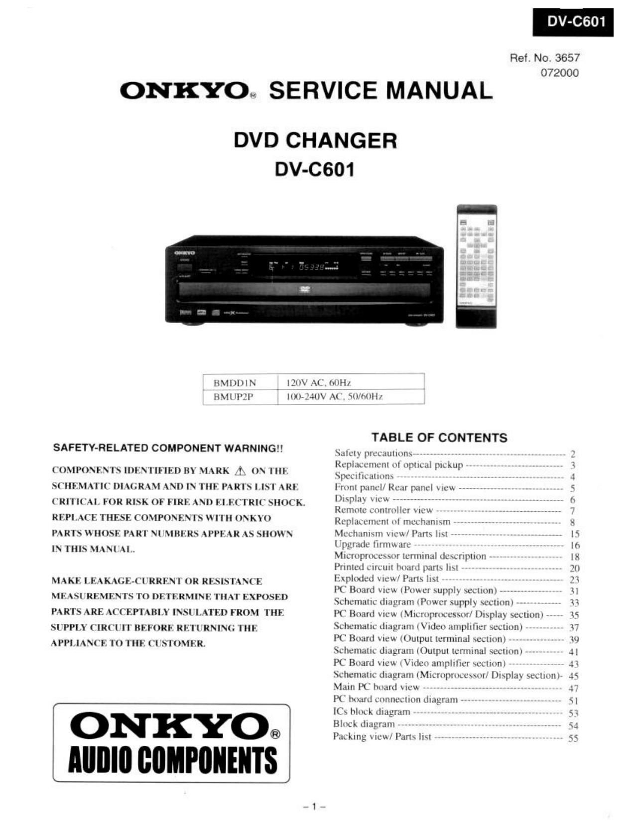 Onkyo DVC 601 Service Manual