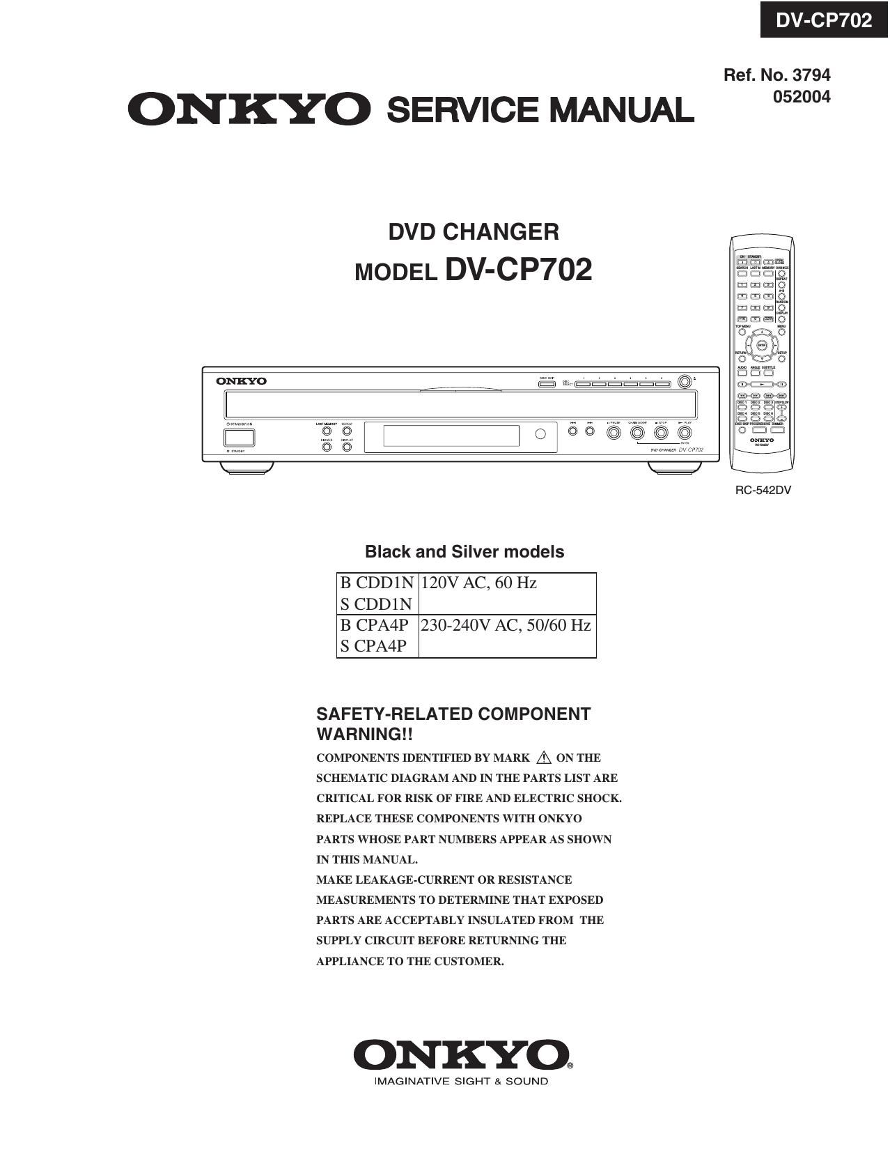 Onkyo DVC 702 Service Manual