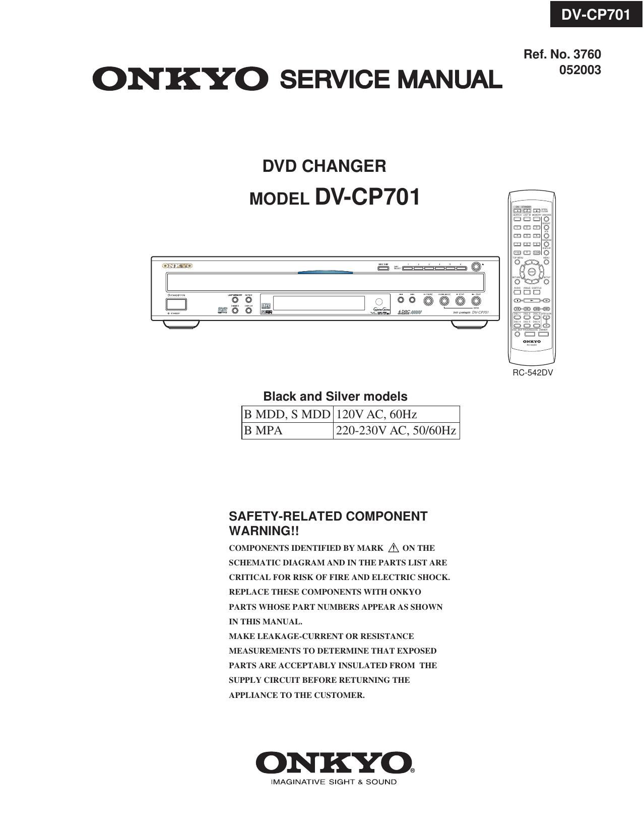Onkyo DVCP 701 Service Manual