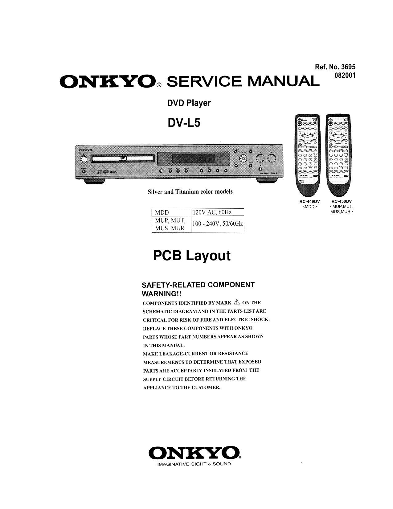 Onkyo DVL 5 Service Manual