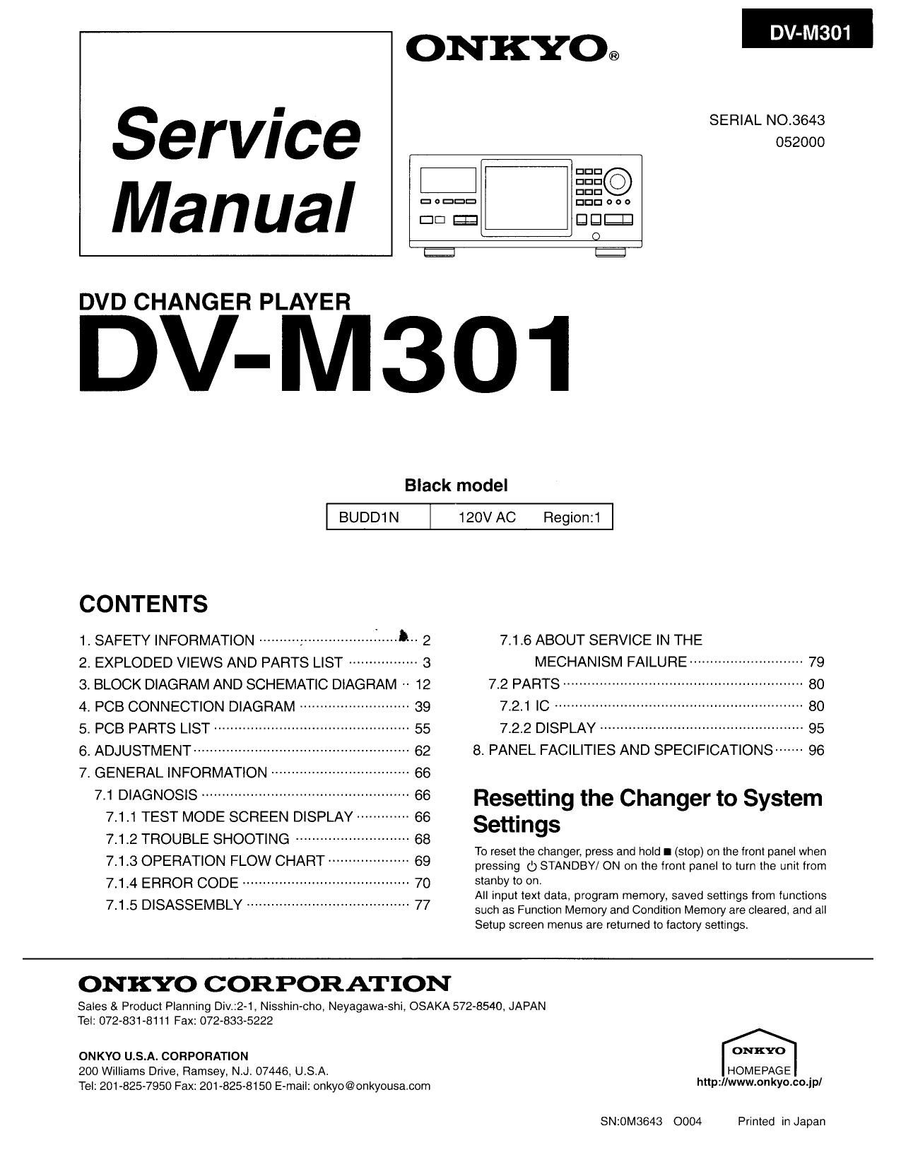 Onkyo DVM 301 Service Manual