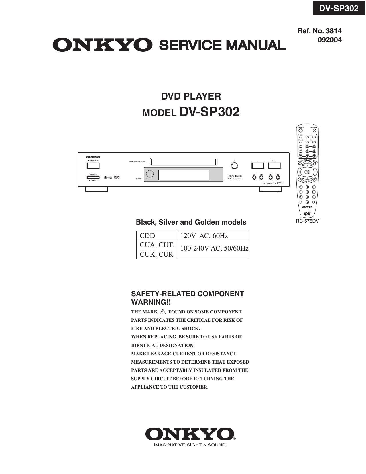 Onkyo DVSP 302 Service Manual